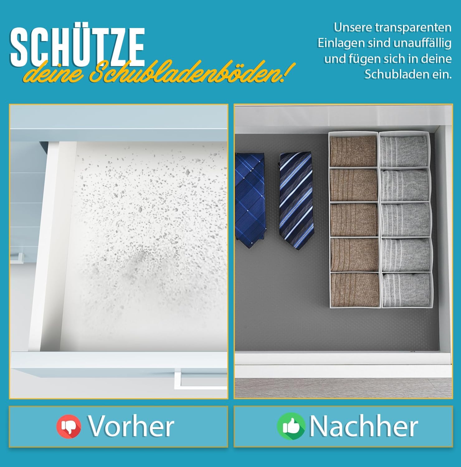 Thumbnail 5 de Linda's Essentials Schubladenmatte (60 x 500 cm) – rutschhemmende Schrankfolie aus EVA, zuschneidbar in Grau