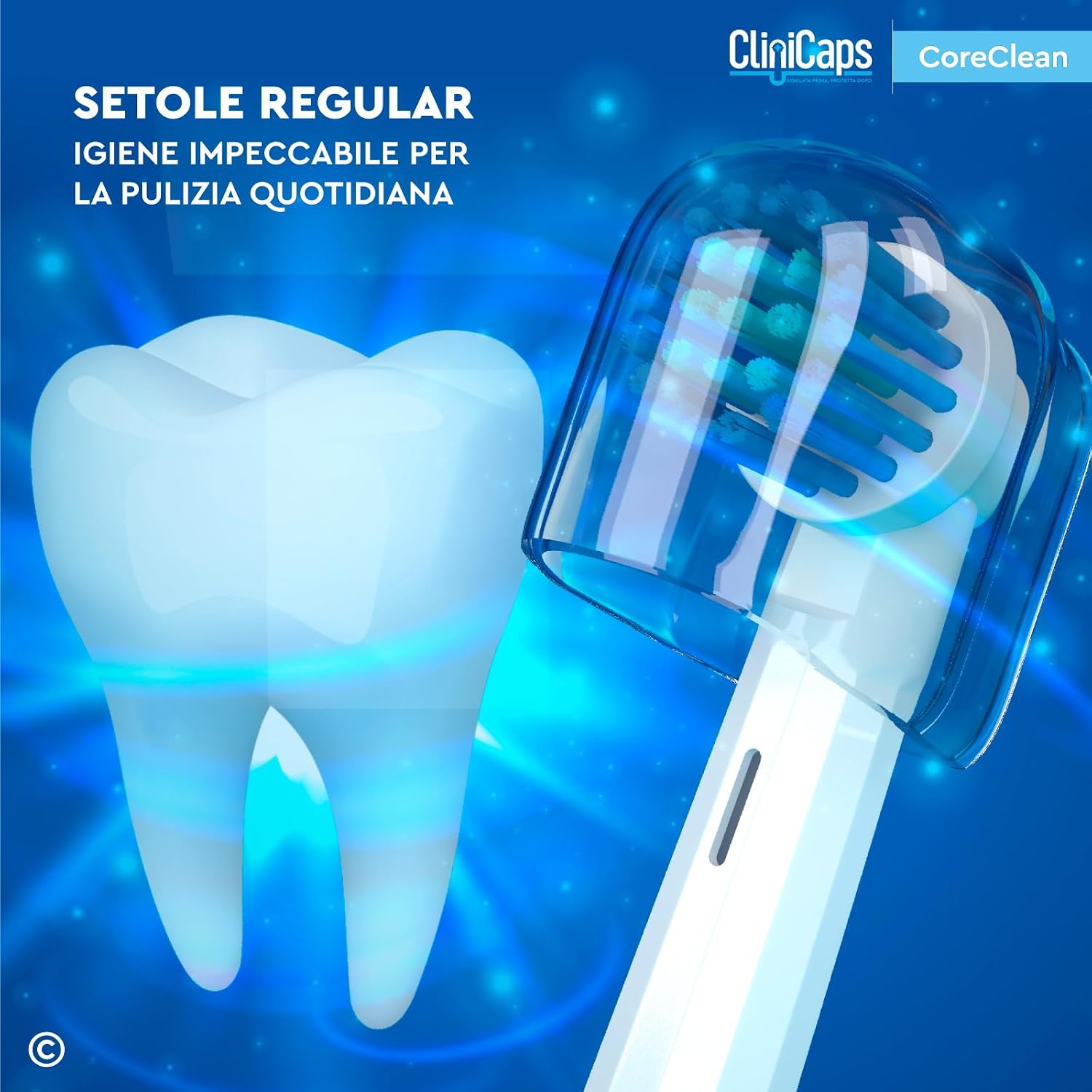Detalle de 12 Testine Spazzolino Elettrico Ricambio CoreClean: compatibili con Oral-B, confezione igienizzata singolarmente