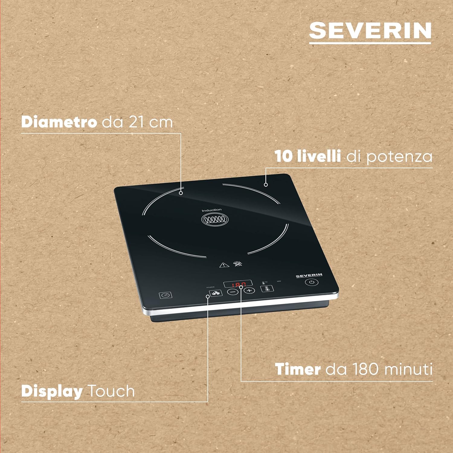 Thumbnail 3 de SEVERIN KP 1071 piastra a induzione portatile da 2000 W, 21 cm e timer