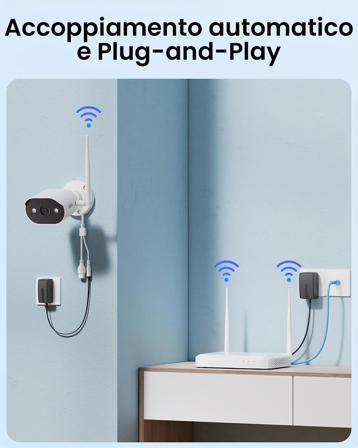 Thumbnail 3 de ZOSI 3MP Kit Videosorveglianza WiFi Esterno C302: 8CH NVR con 4 Telecamere WiFi 6 e AI