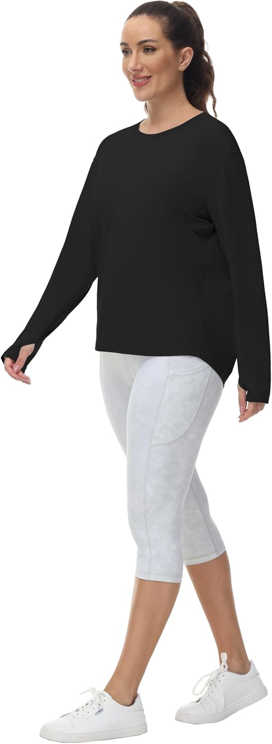 Thumbnail 2 de THE GYM PEOPLE Women's Long Sleeve Sports Shirt, Loose Fit with Thumb Holes
