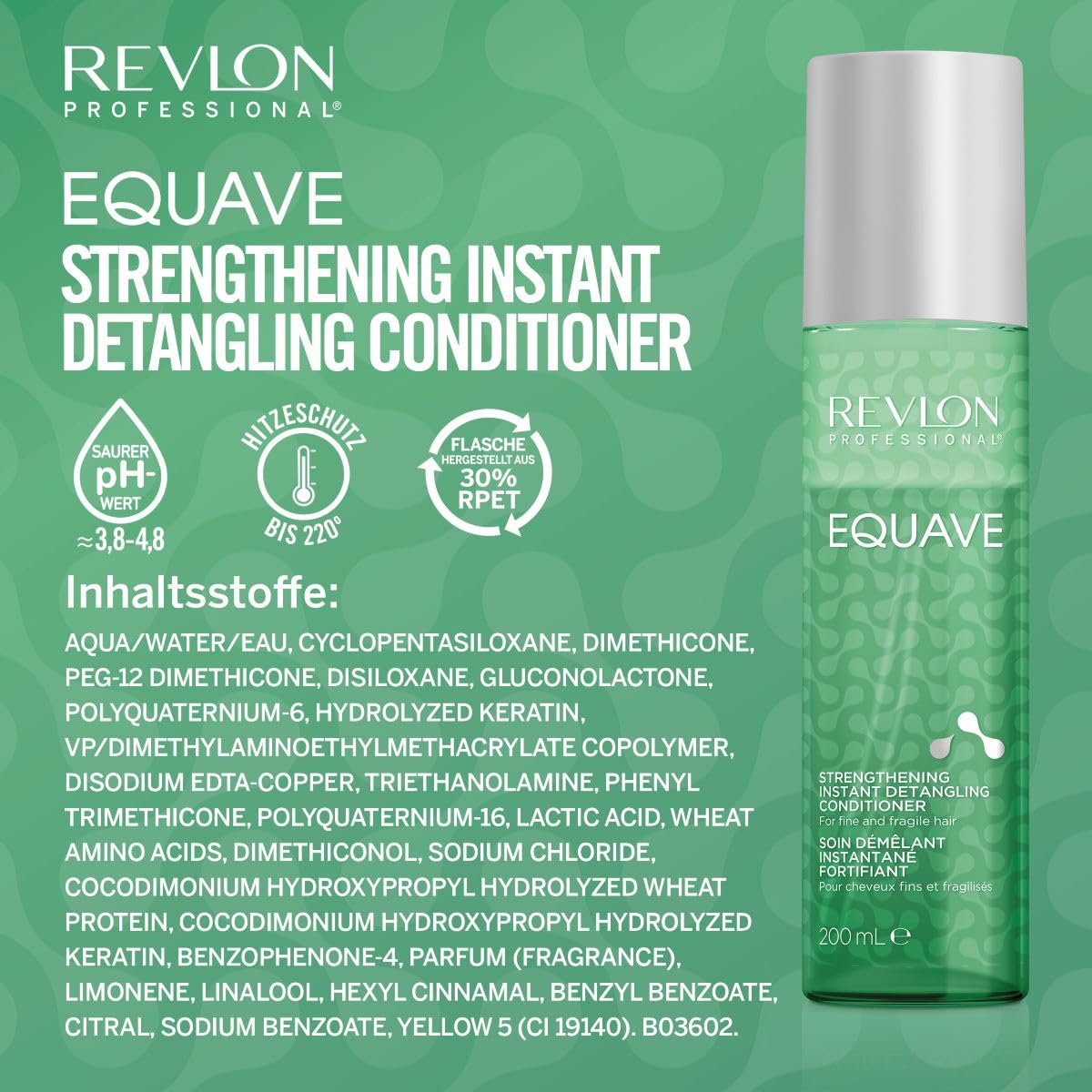 Detalle de REVLON Professional Equave Strengthening Instant Detangling Conditioner – 200 ml, 2-Phasen Leave-in Spray für feines & brüchiges Haar