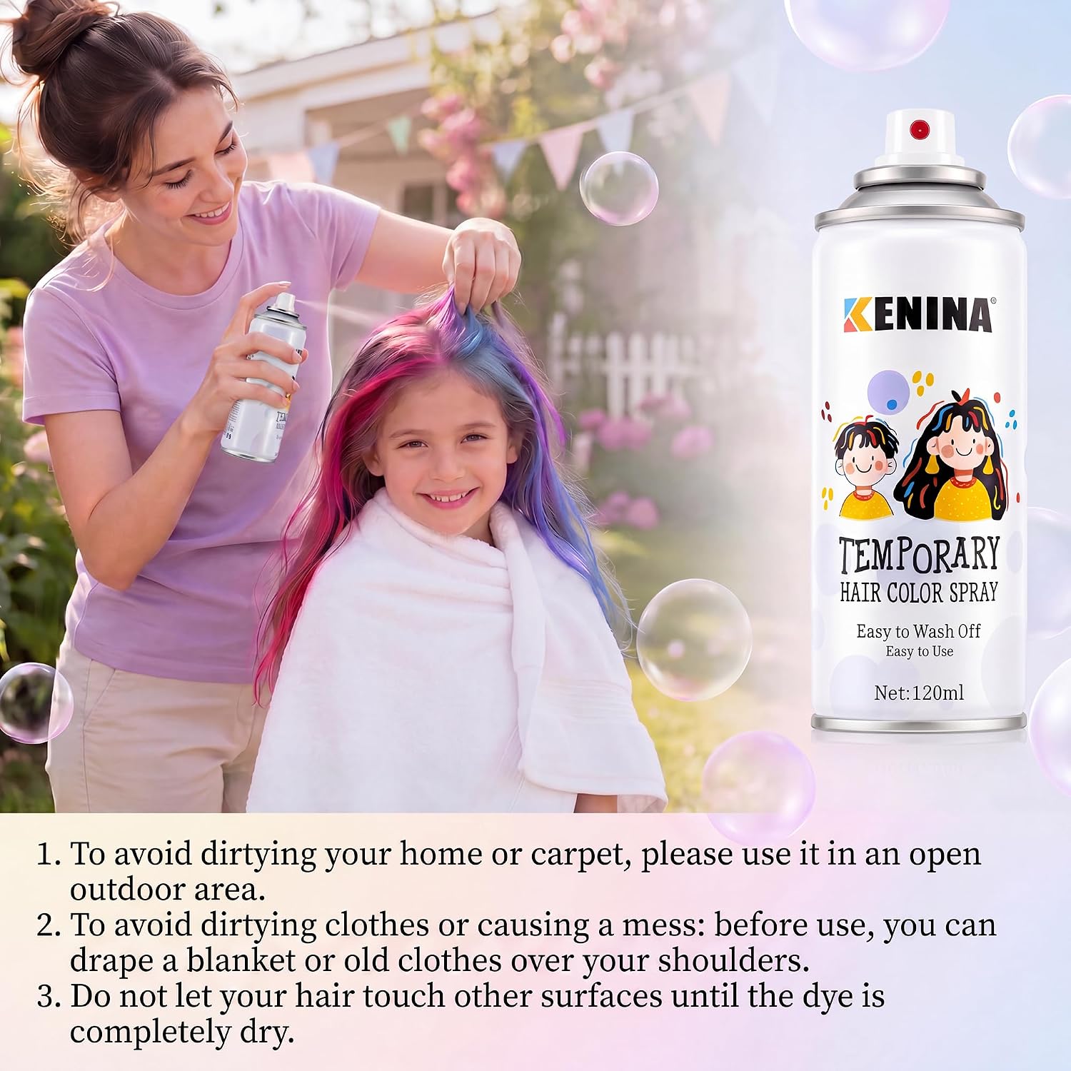 Detalle de KENINA White Hair Spray, Temporary Washable Color for Halloween and Cosplay