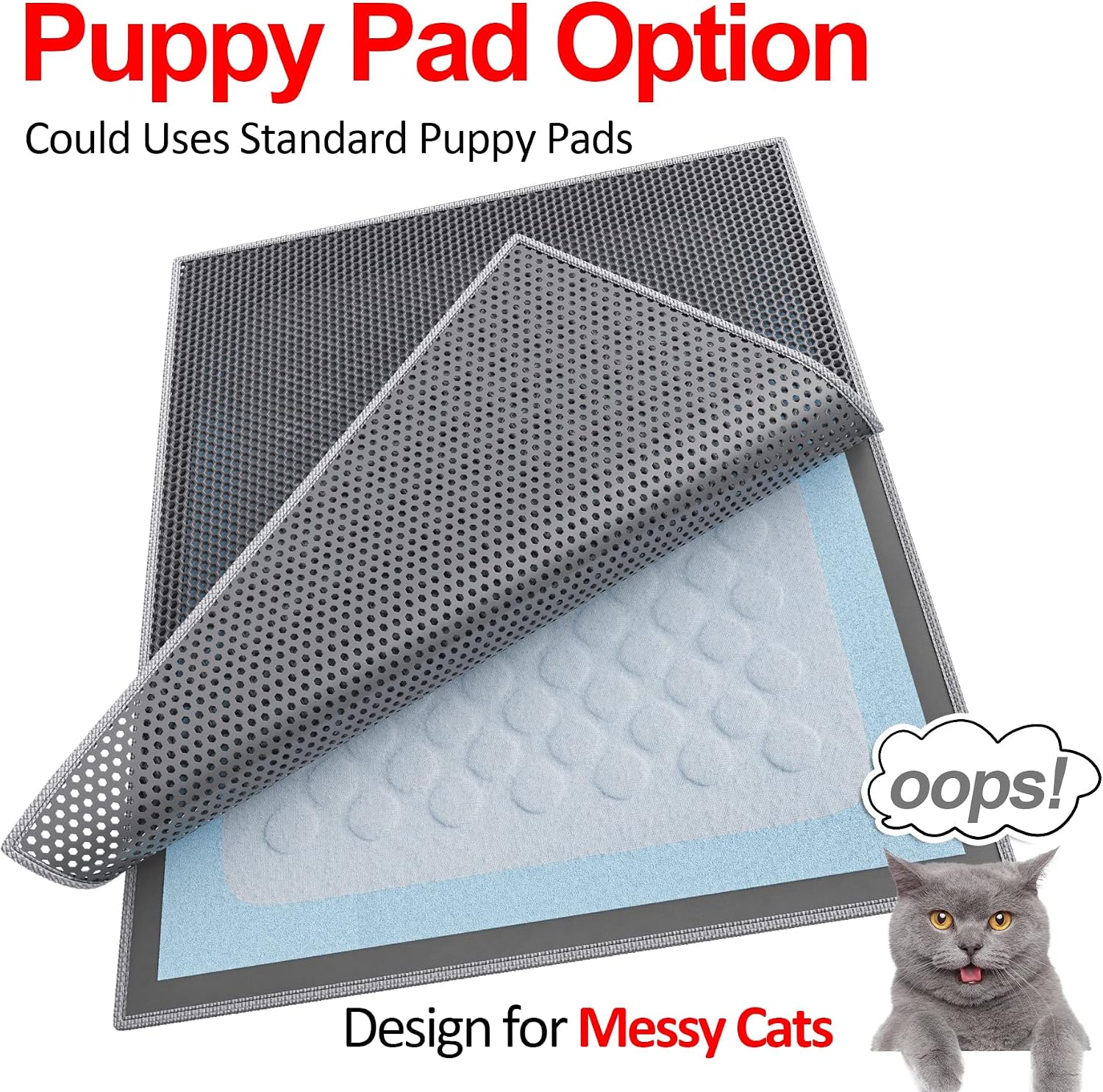 Thumbnail 2 de Waretary 36x30in /90 x 76 cm -Grey Cat Litter Mat, Double-Layer EVA
