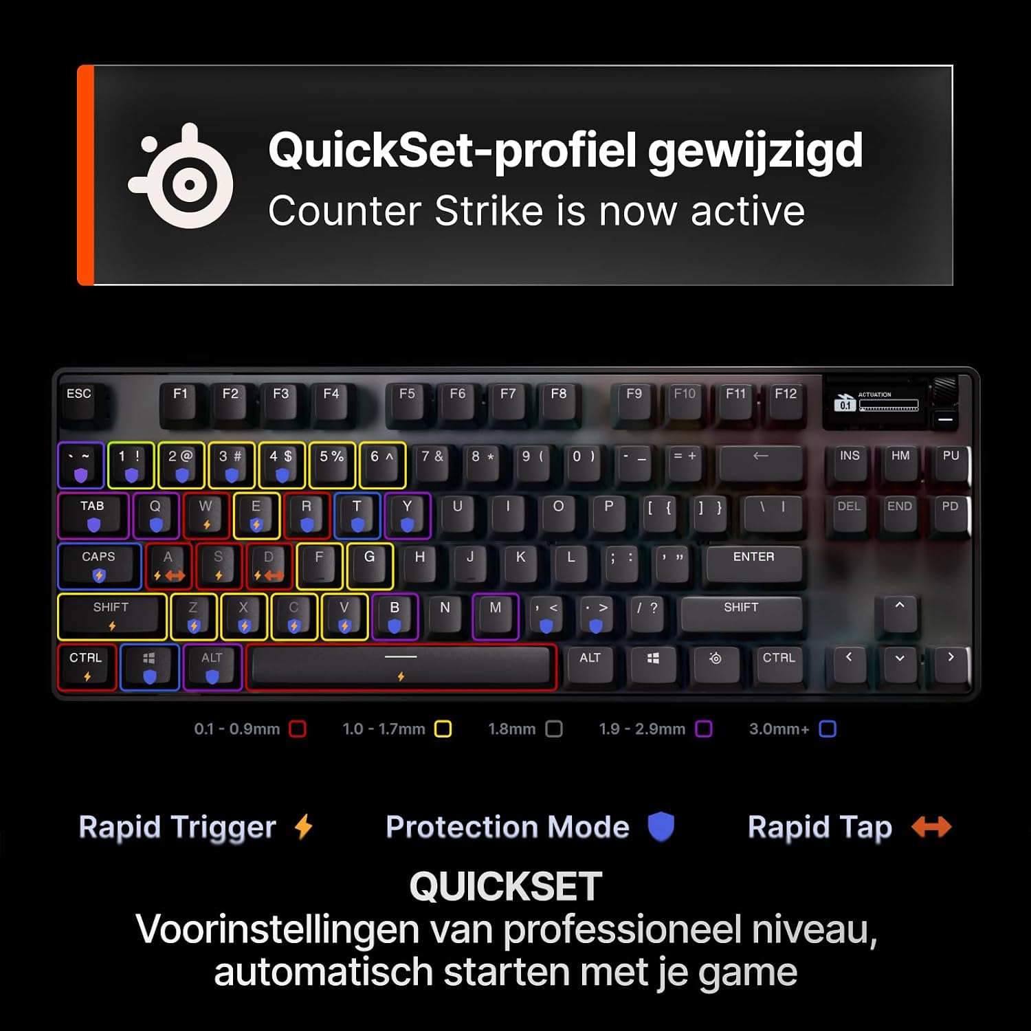 Detalle de SteelSeries APEX PRO TKL Gen 3 gamingtoetsenbord, OmniPoint 3.0, OLED, US QWERTY