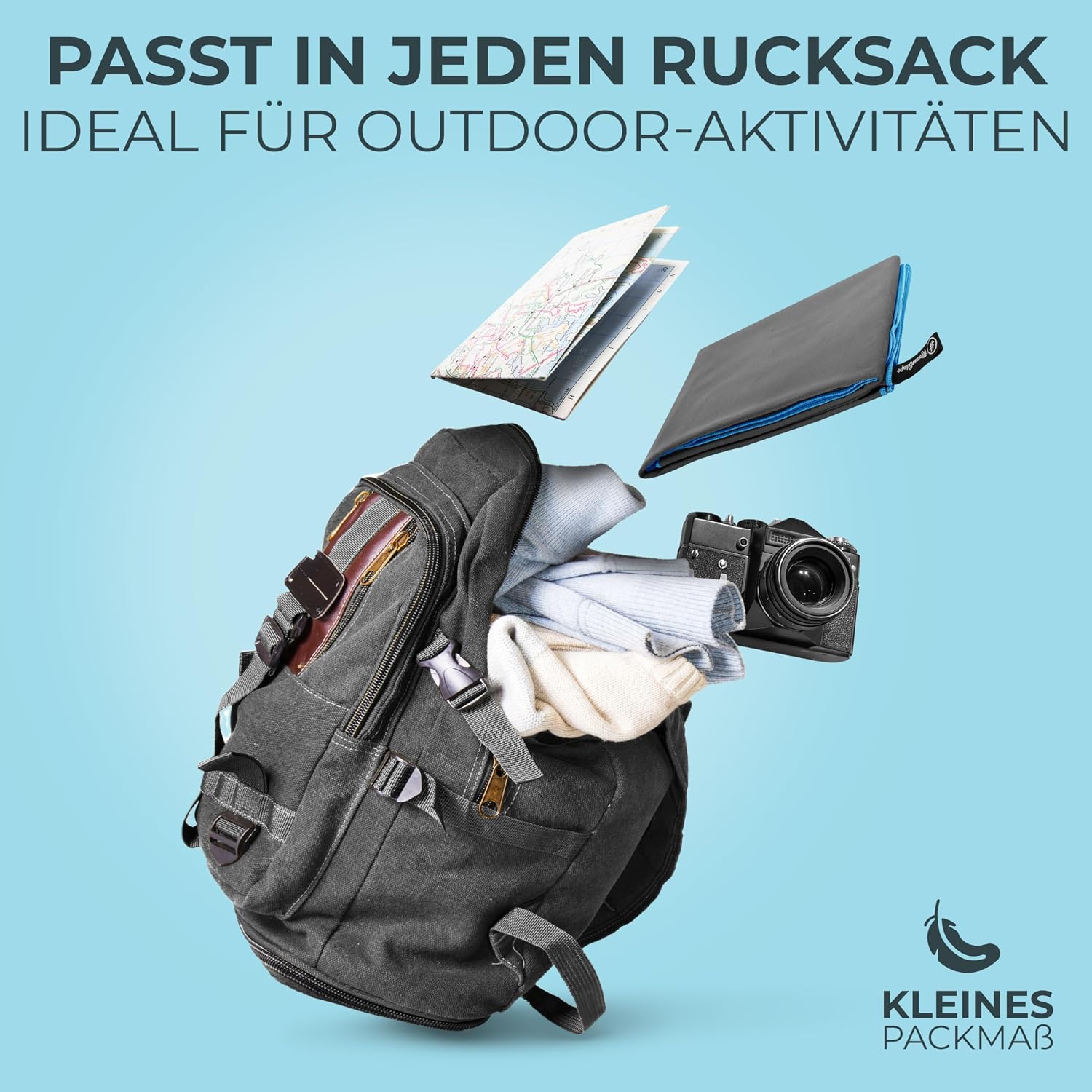 Detalle 2 de NirvanaShape Mikrofaser Handtuch – Reisehandtuch 140 x 70 cm, schnelltrocknend und kompakt