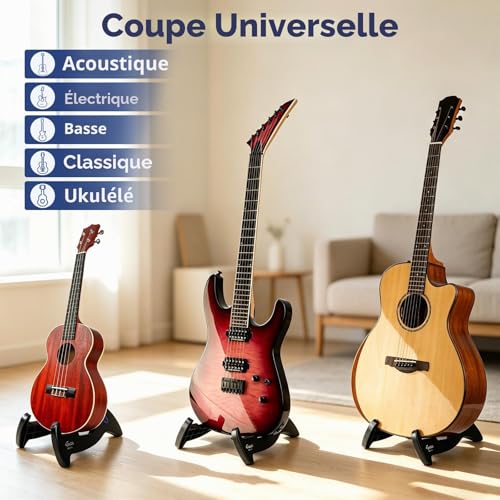 Detalle 2 de Guitto Support Guitare Pliable Universel GGS-01 : Support compact et léger pour guitare et ukulélé