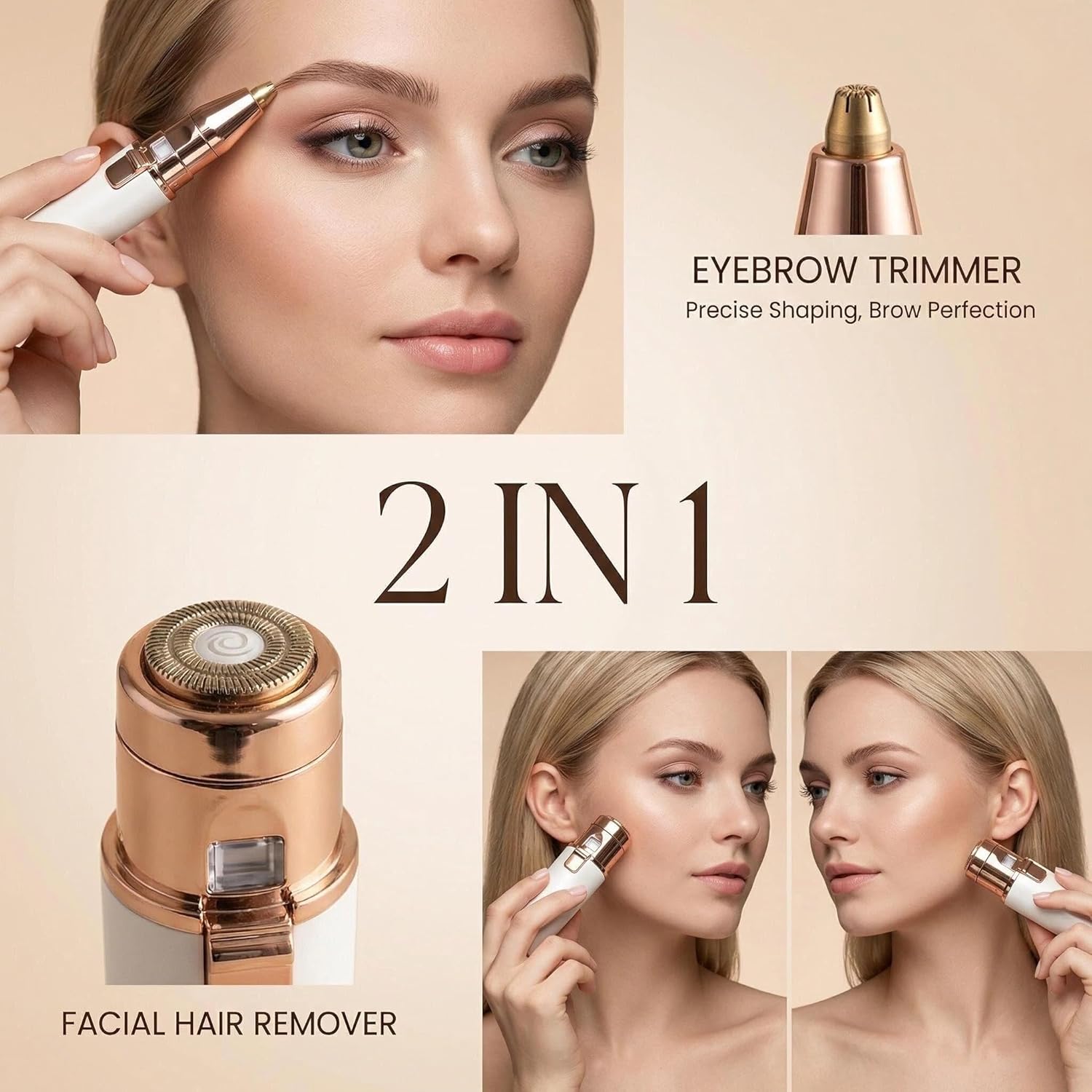 Thumbnail 1 de Eyebrow & Facial Hair Remover for Women – 2-in-1 USB-C Face Shaver, IPX7 Waterproof, Portable