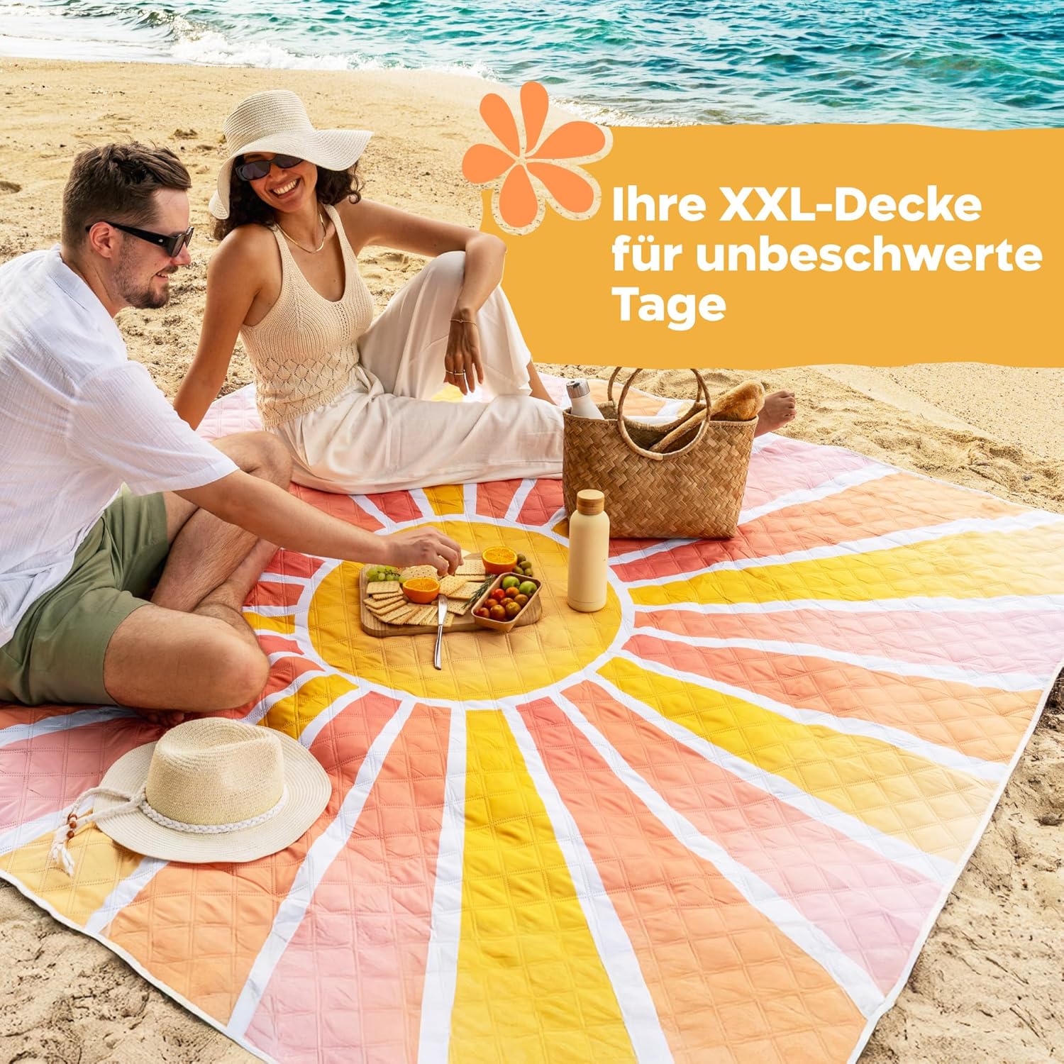 Thumbnail 2 de Twinzee Picknickdecke 200 x 200 cm wasserdicht – gepolstert, waschbar & kompakt