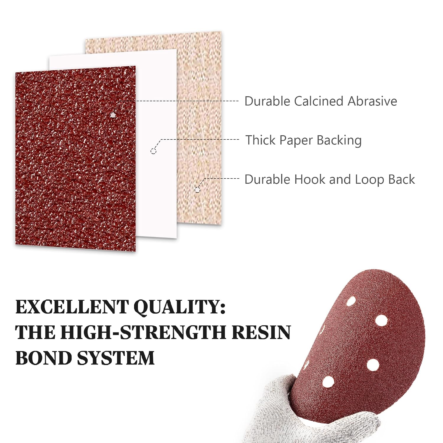 Detalle de SATC 110PCS 150mm Sanding Discs – 6 Holes, Hook & Loop, 150mm Orbital Sander Discs (40–1000 Grits)