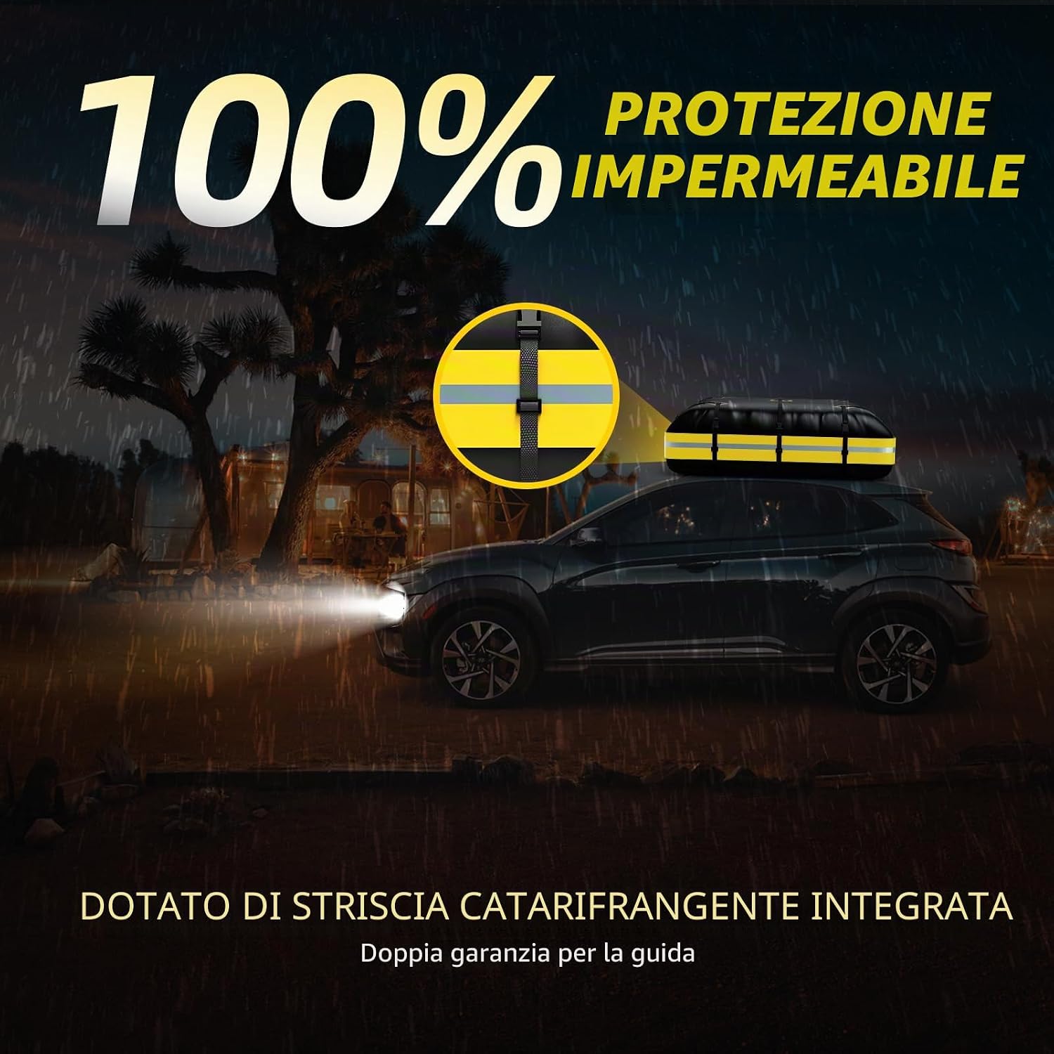 Detalle de Borsa Tetto Auto 594L Grande Box da Tetto Impermeabile DOOAKA con tappetino antiscivolo e 6 cinghie: spazio extra sicuro