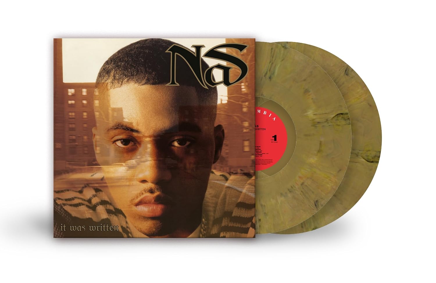 Detalle de Nas It Was Written Gold & Black Marble Vinyl