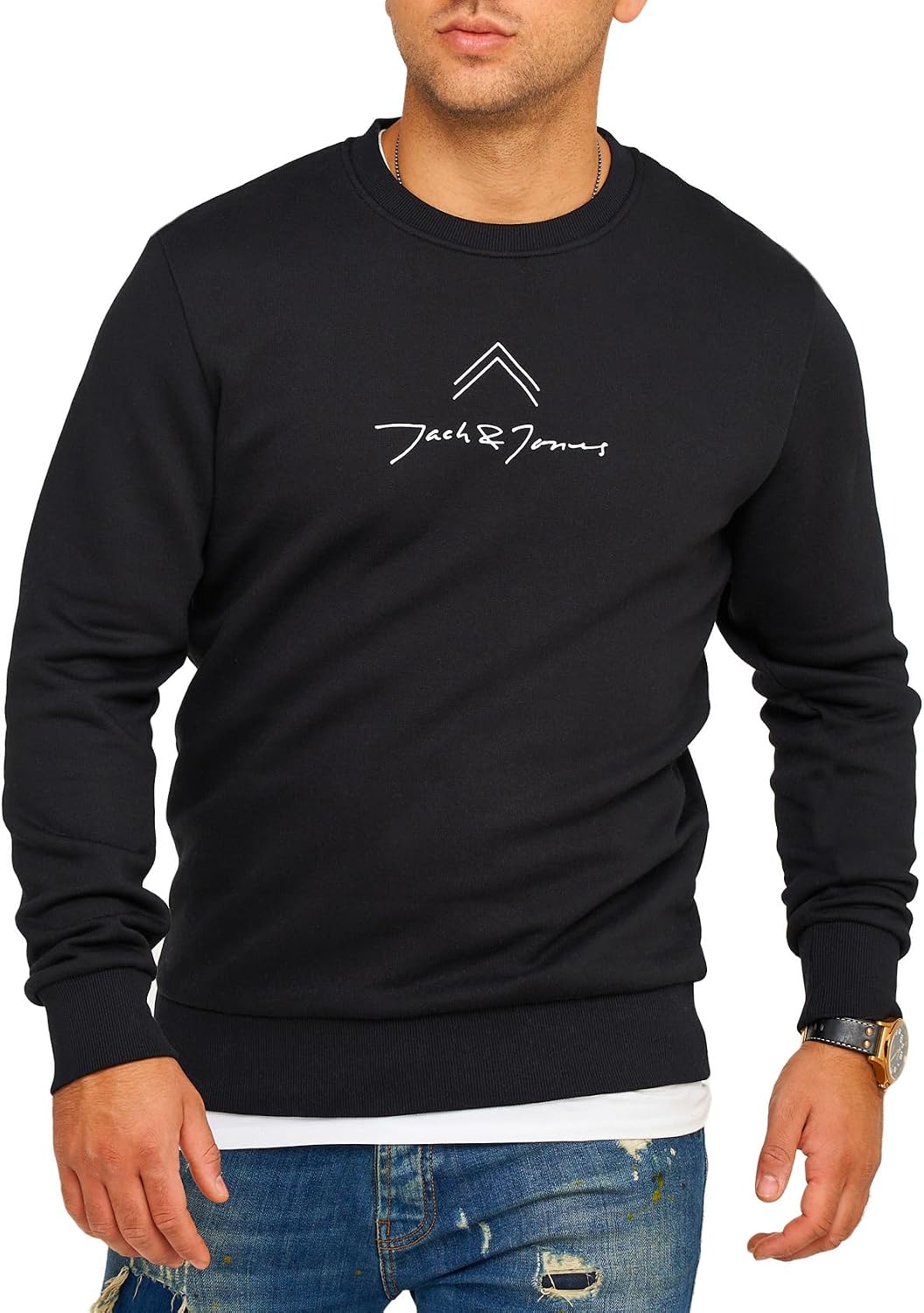 Detalle de JACK & JONES Infinity Herren Sweatshirt Austin Pullover – zeitloses Sweatshirt mit Logo