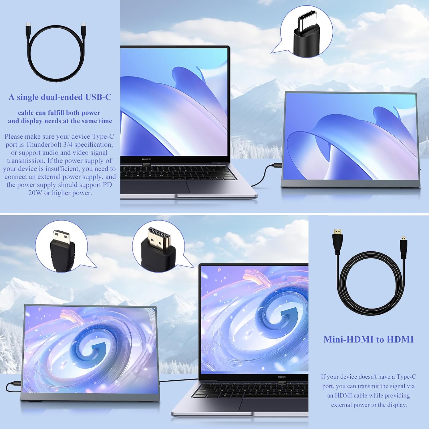 Detalle de ALOLG 10.5" Portable Monitor: 1920×1280 IPS Second Screen with USB-C/Mini HDMI
