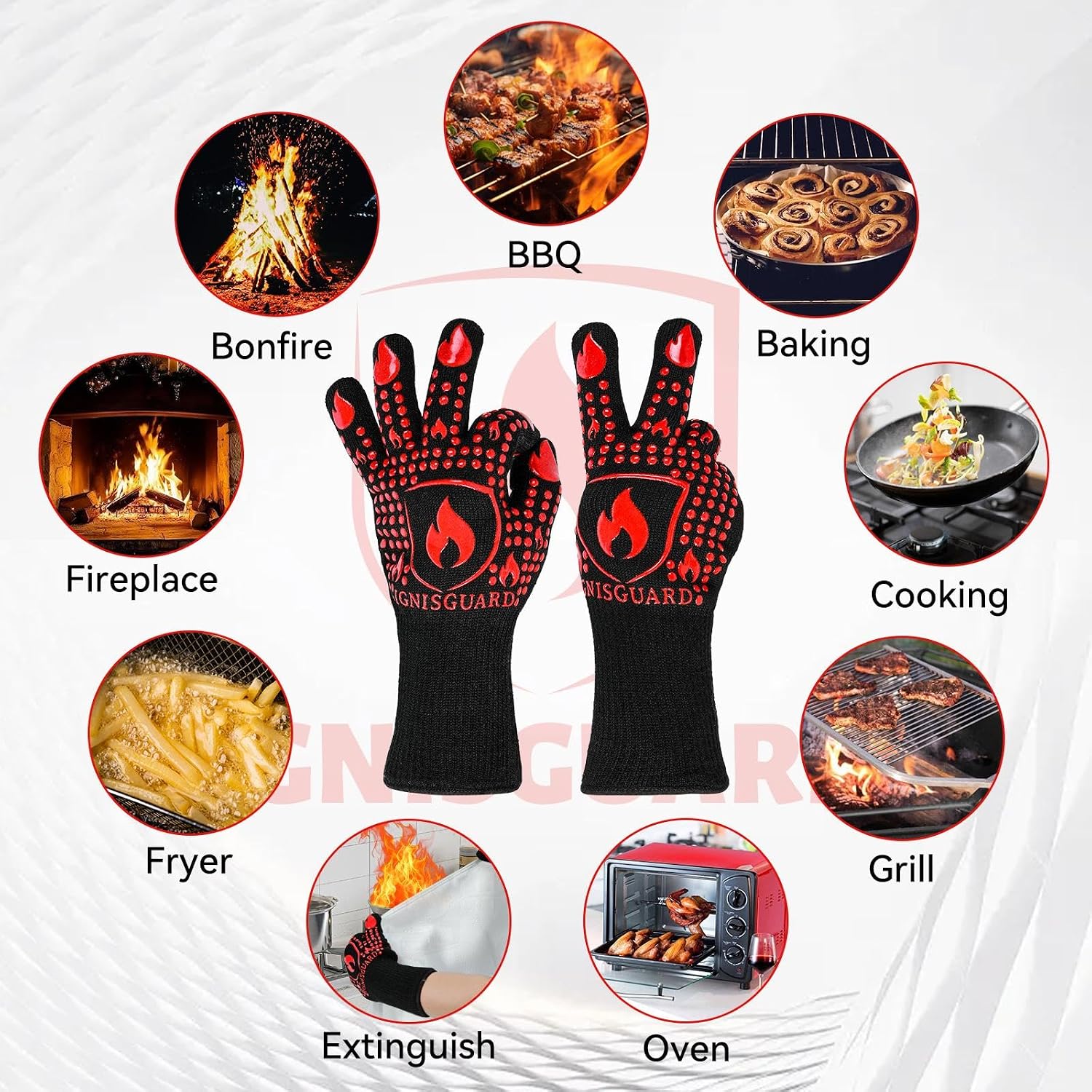 Thumbnail 6 de IGNISGUARD BBQ Gloves, Red