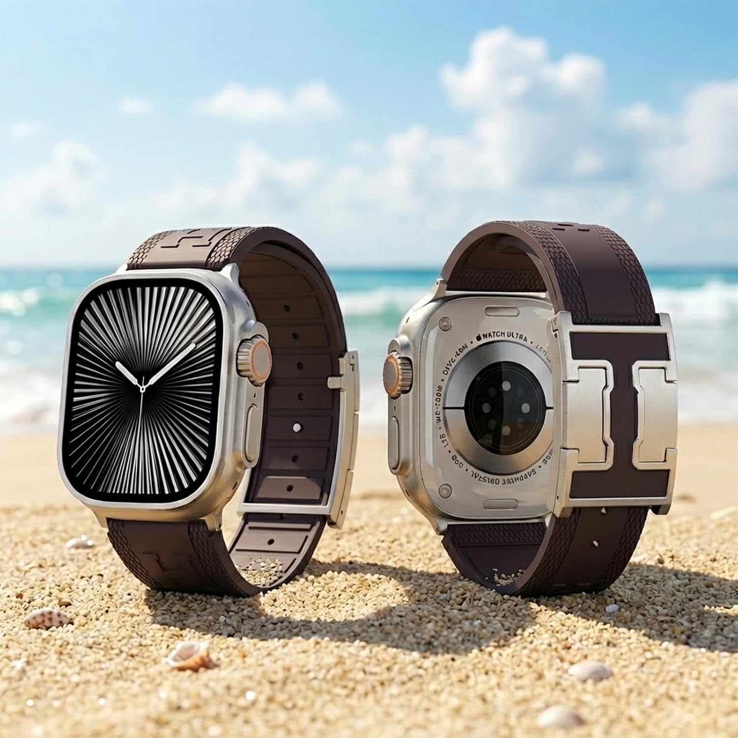 Detalle de Sport Silicone Strap with H‑Shaped Magnetic Buckle for Apple Watch Ultra 3/2/1 and Series 11–1 (42–49mm) – Replacement Strap