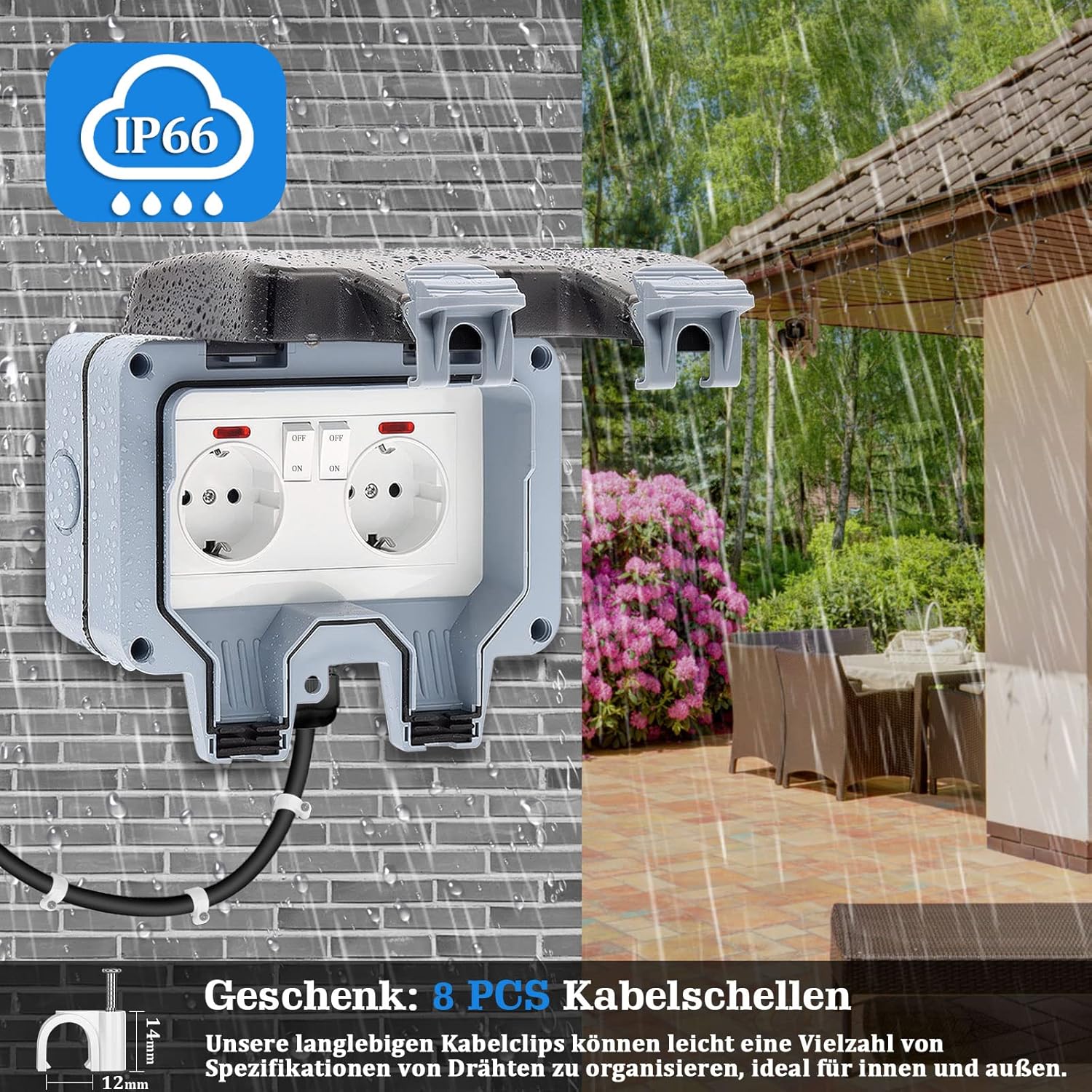 Detalle 2 de Außensteckdose IP66 mit Schalter 2,5 mm²