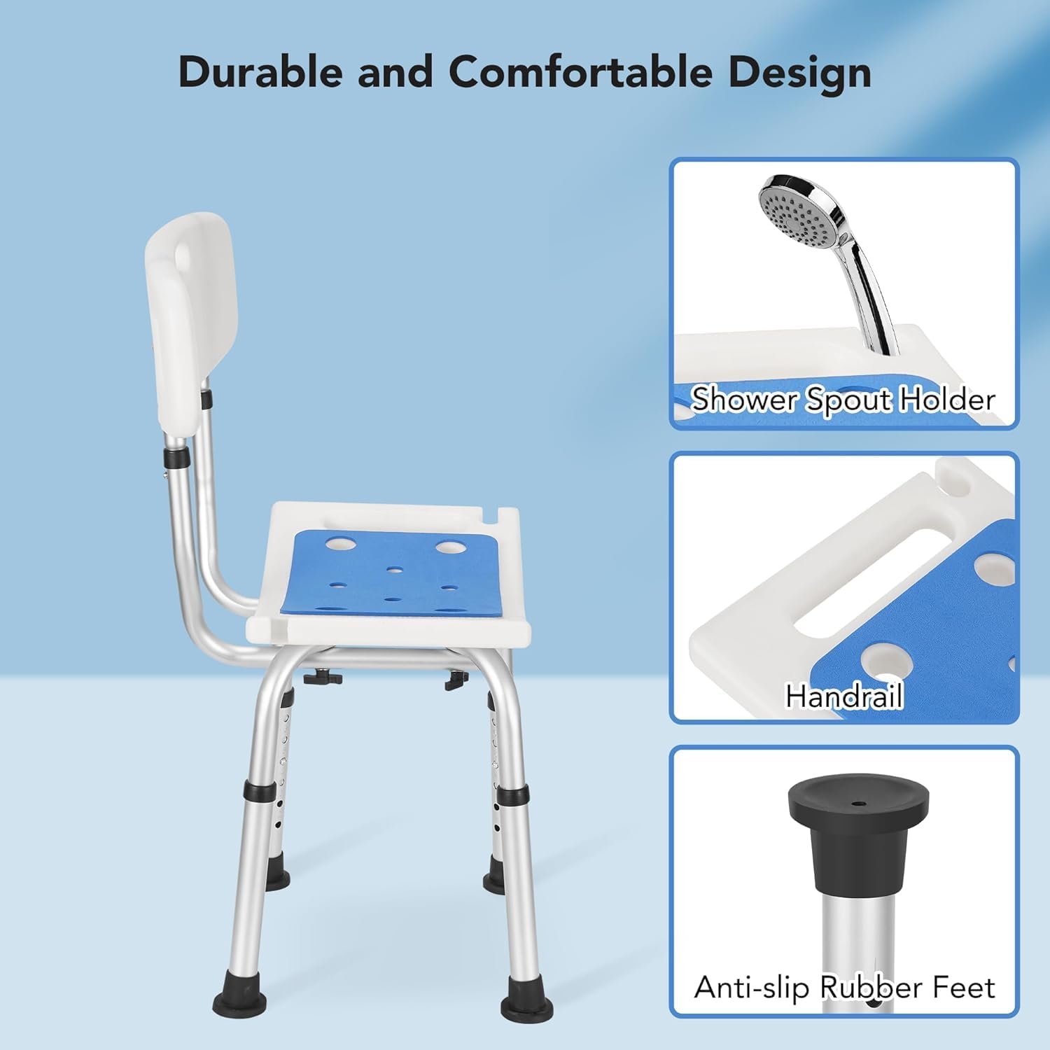 Thumbnail 4 de Careboda Silla de ducha ajustable antideslizante de aluminio