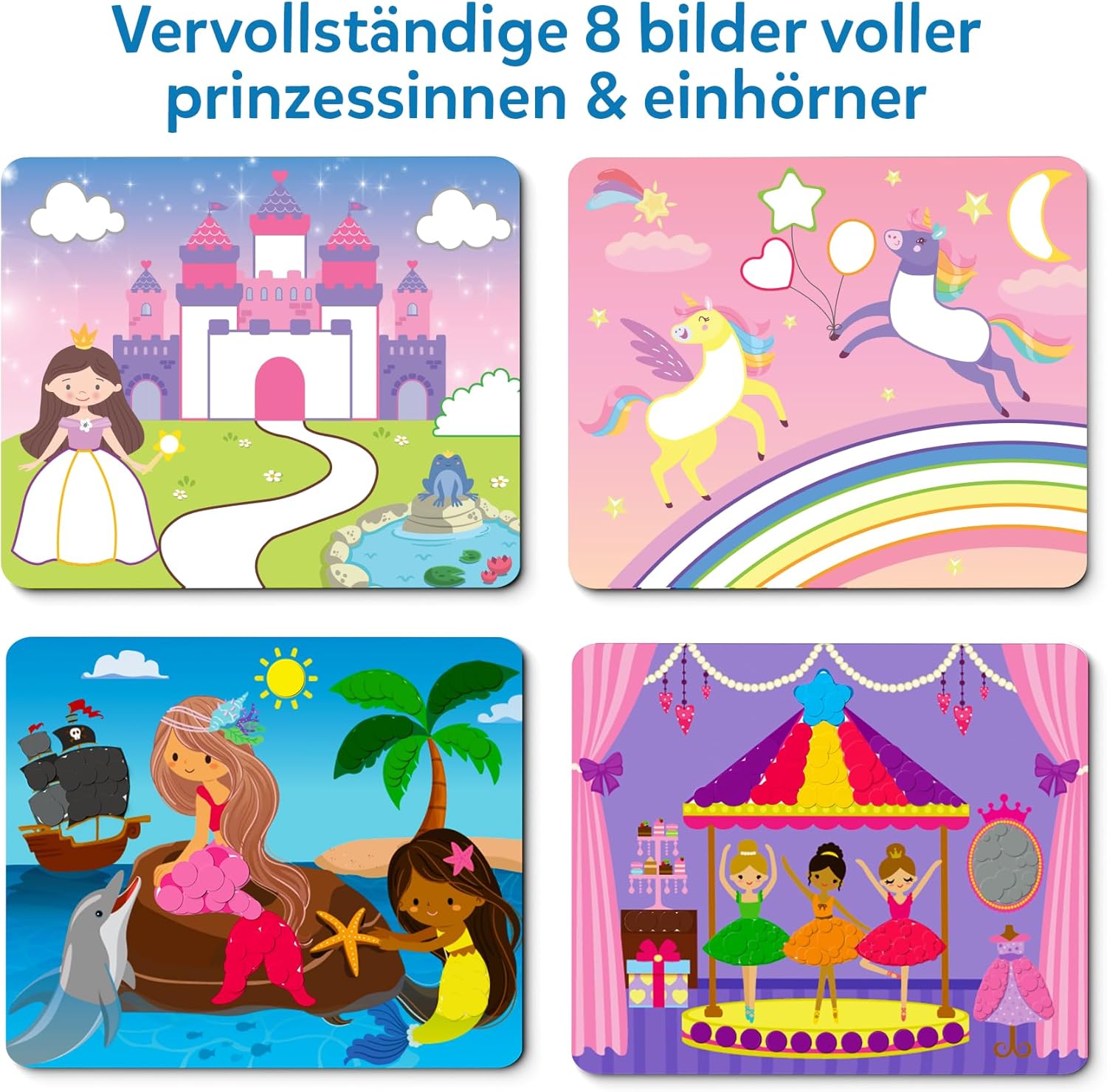 Detalle de Skillmatics Bastelaktivität – Pünktchen spaß! Stickerkunst ohne Saubermachen, 8 Bilder voller Prinzessinnen & Einhörner