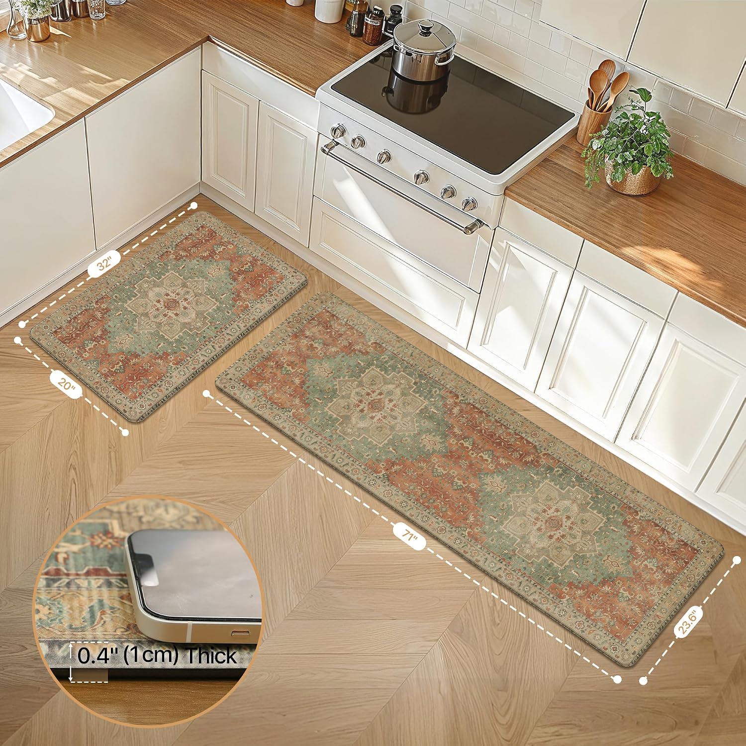 Detalle 2 de GENIMO Kitchen Mats for Floor (2-Piece) Washable Anti-Fatigue, Waterproof Non-Slip Comfort Standing Mats