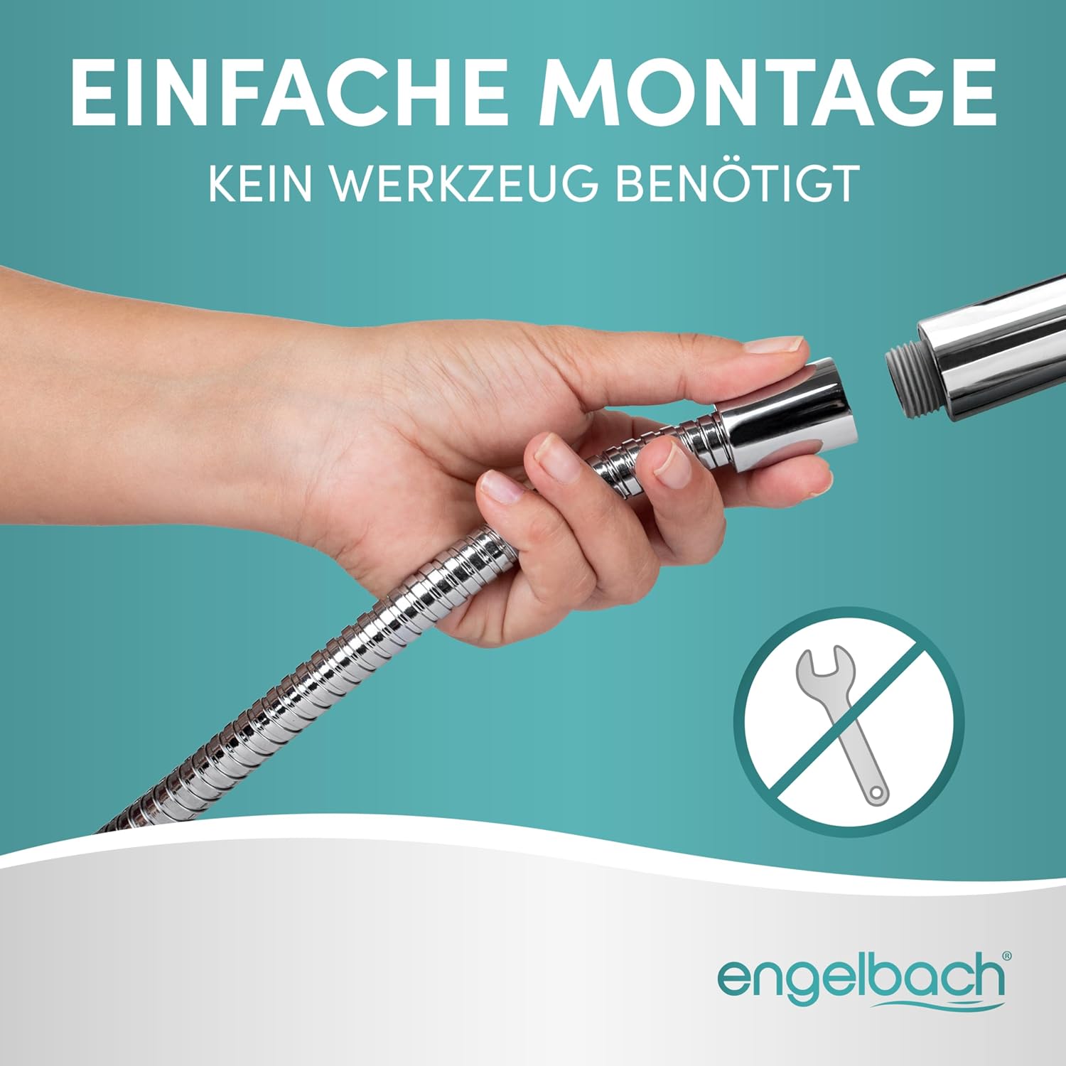 Detalle 2 de Engelbach Duschschlauch 2m mit doppeltem Verdrehschutz – Edelstahl, universal ½” Anschluss