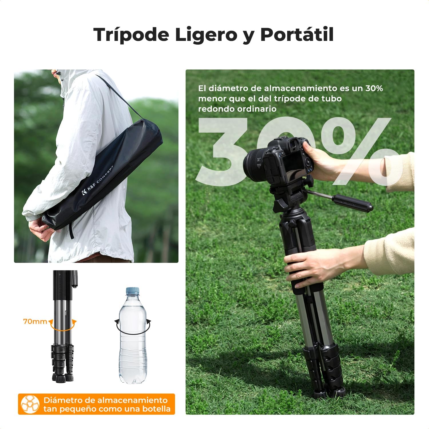 Thumbnail 2 de K&F CONCEPT S255A3 Trípode portátil 190 cm