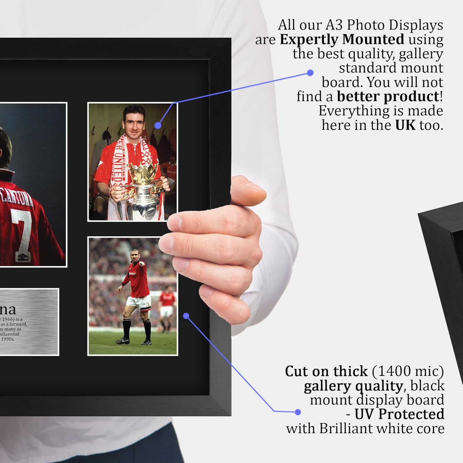 Thumbnail 3 de HWC Trading A3 FR Eric Cantona signed framed print (large A3) gift display