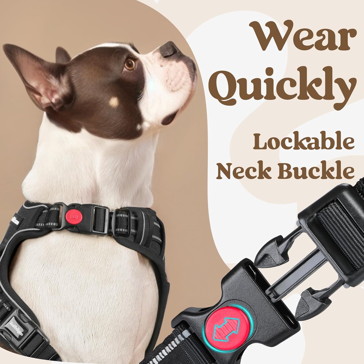 Thumbnail 1 de rabbitgoo Dog Harness for Large (XL) — No-Pull Adjustable Soft Padded Vest with 3 Buckles, Reflective Strips & Control Handle