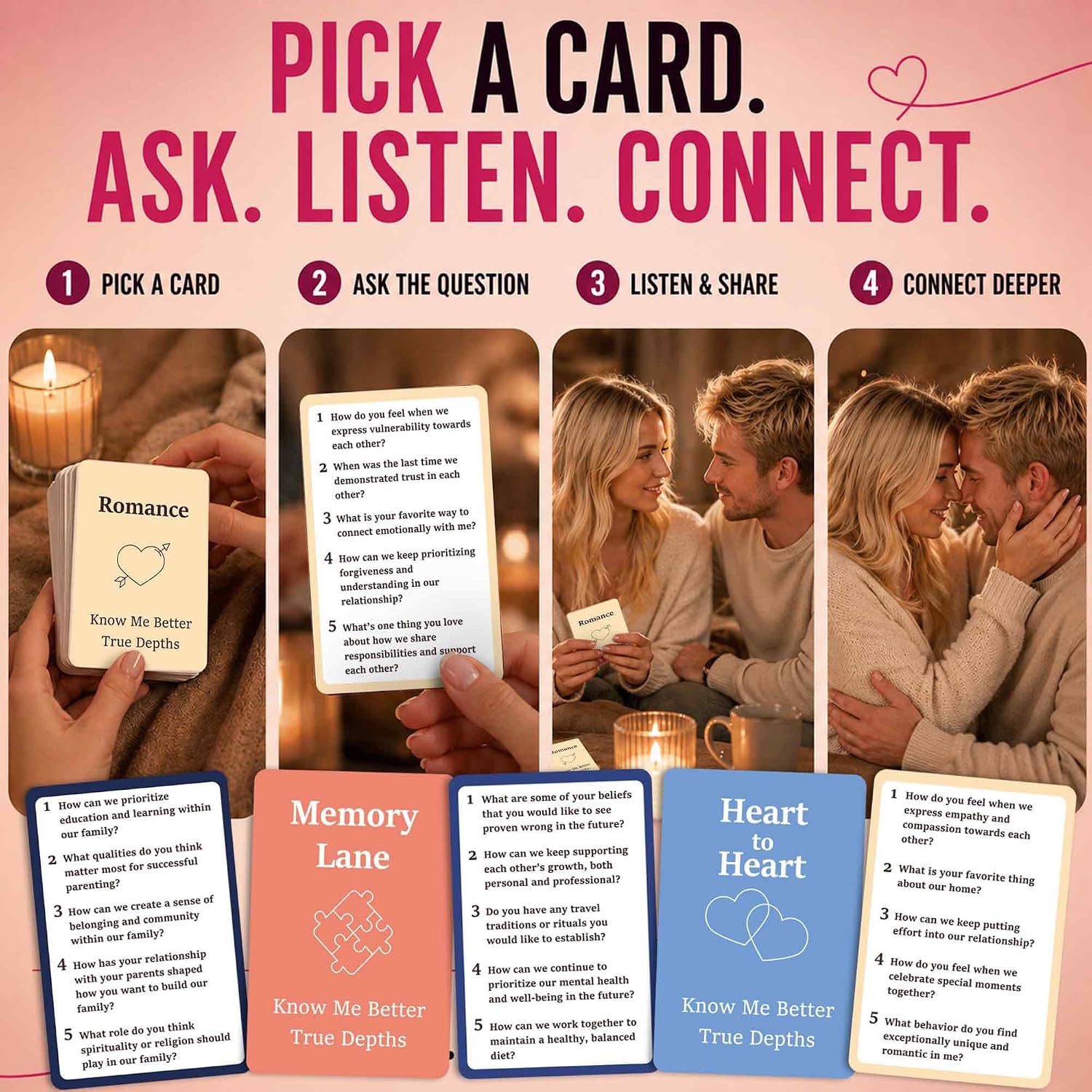 Detalle de Couples conversation card game with 500 questions