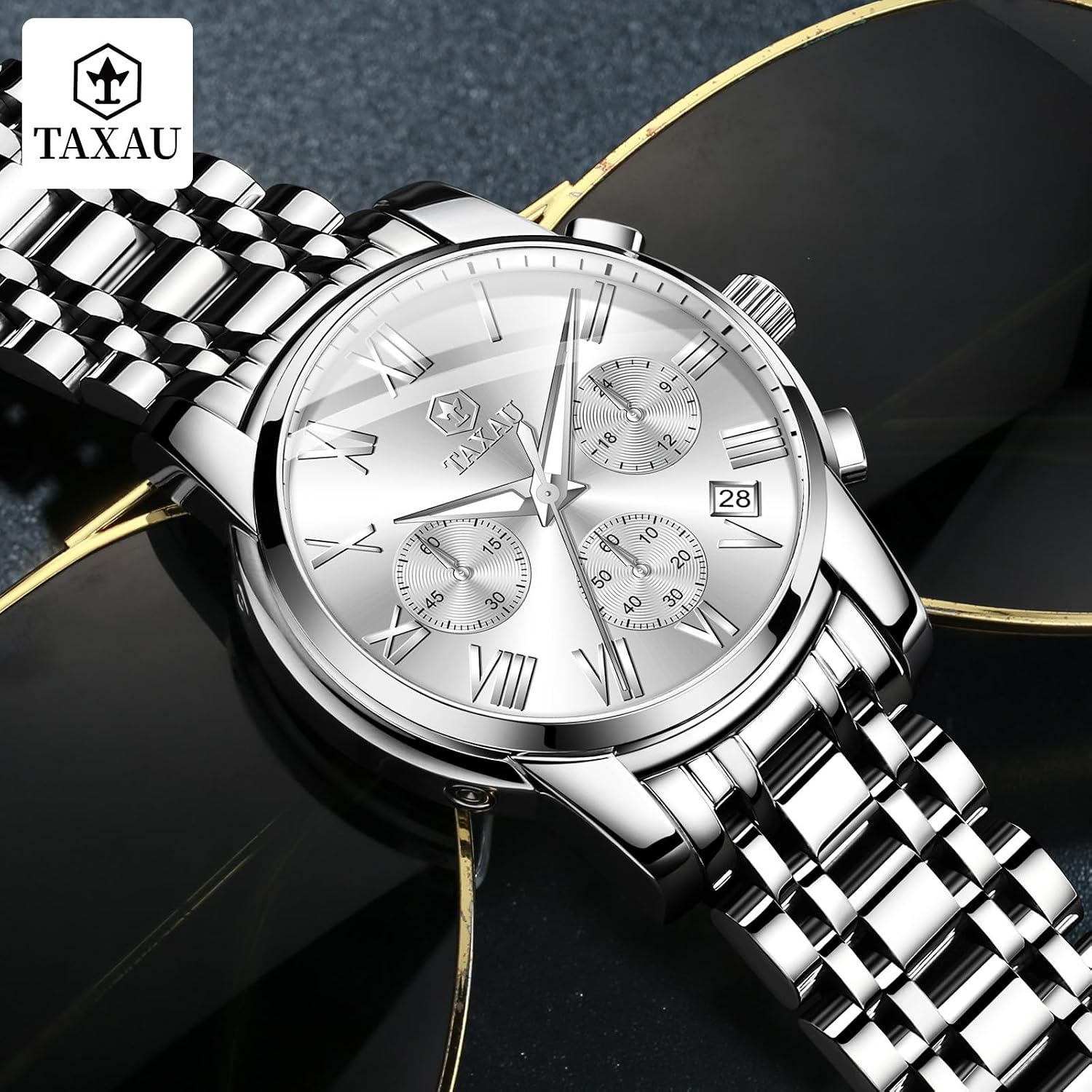 Thumbnail 6 de Taxau Multifunktionsuhr Herren Edelstahl Chronograph