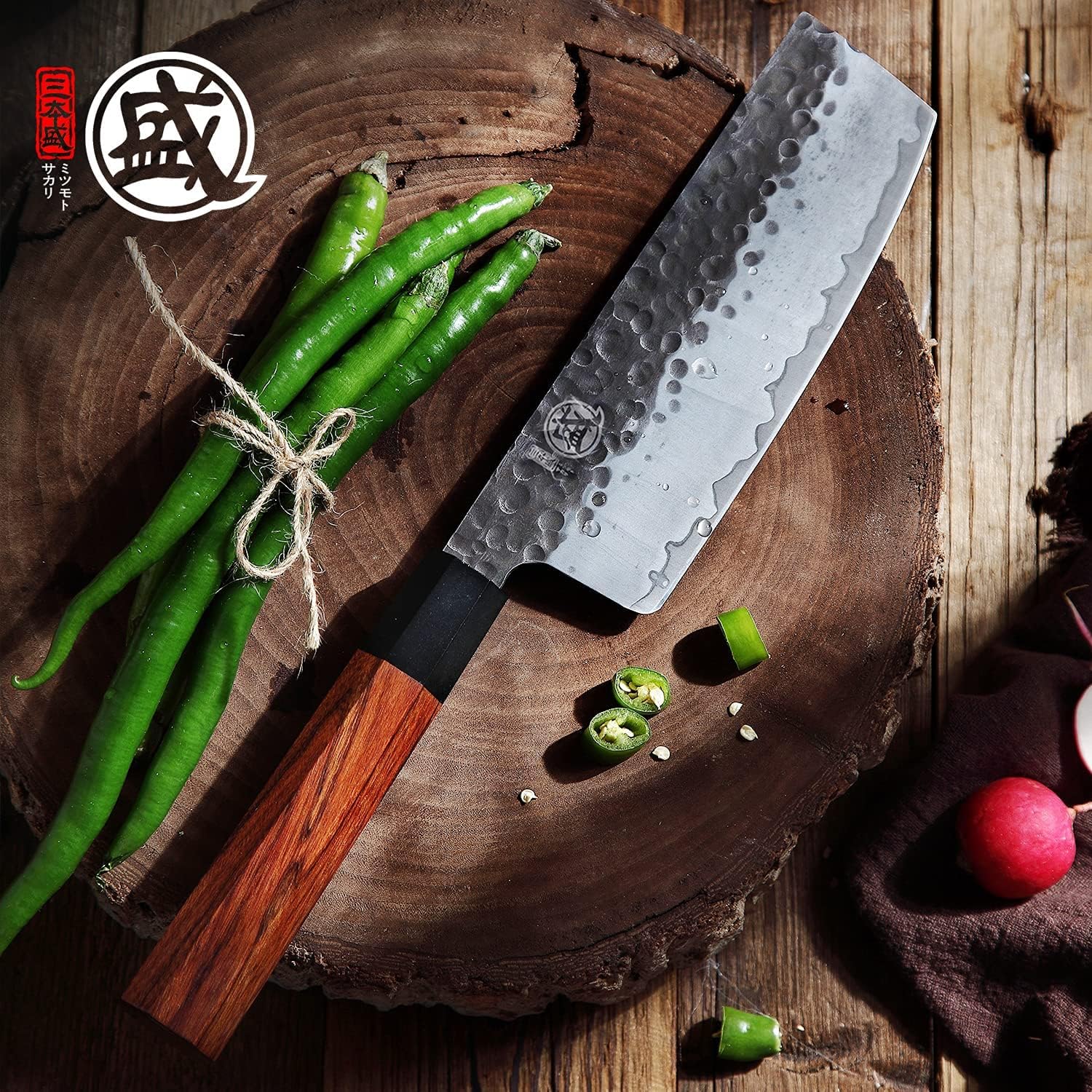 Detalle 2 de MITSUMOTO SAKARI MS-111-FR/IT nóż Nakiri 18 cm, stal trójwarstwowa