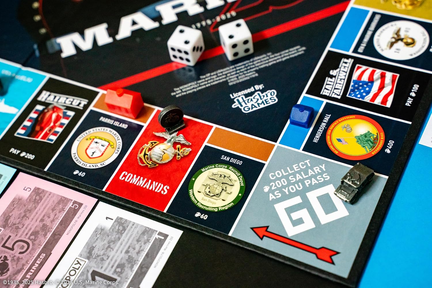 Detalle de Monopoly board game Marines 250th Anniversary Edition