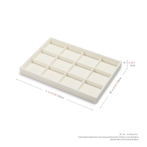 Detalle 2 de Oirlv bandeja organizadora de joyería de microfibra beige con 12 cuadrículas (35 x 24 cm)