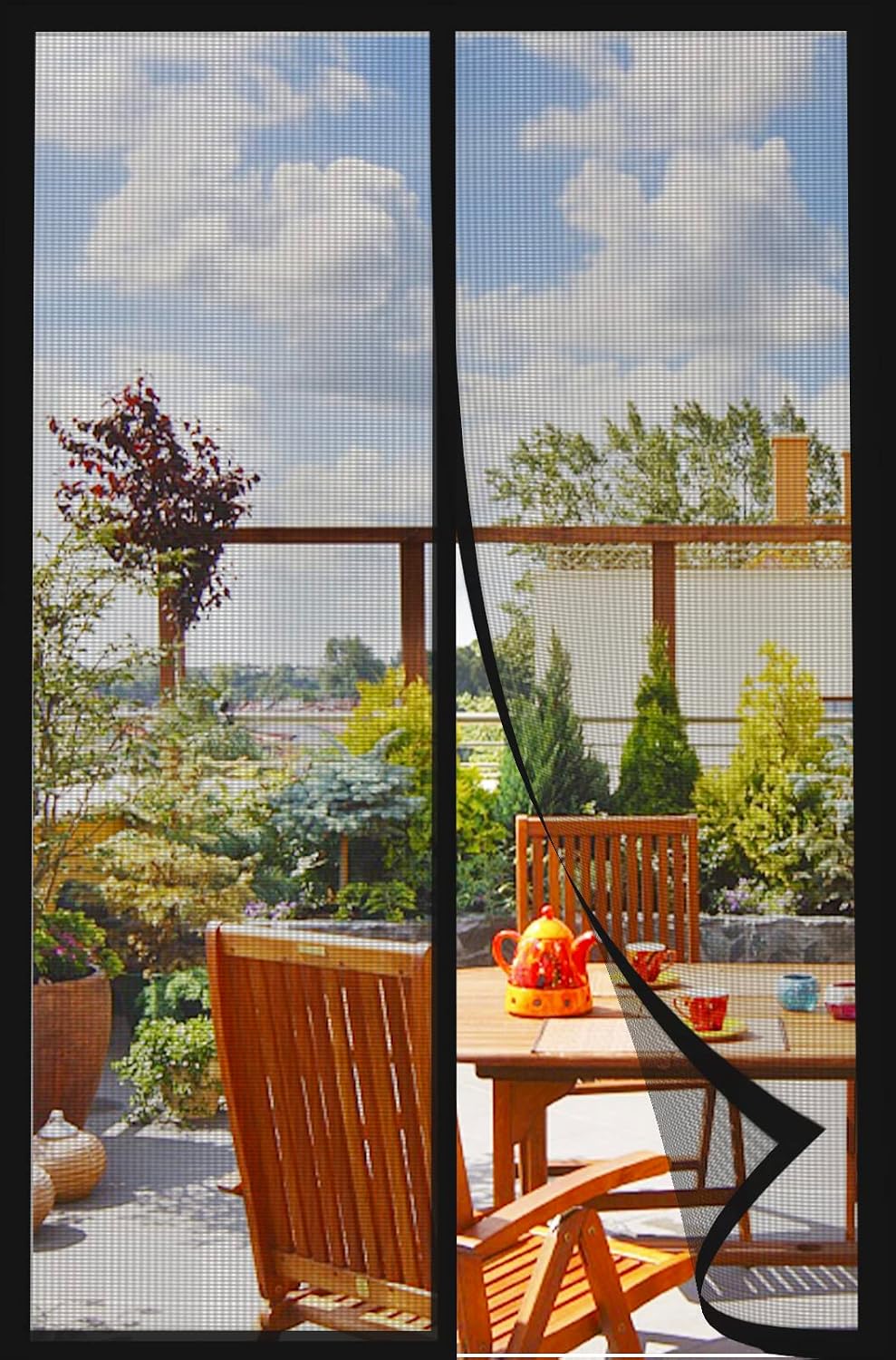 Detalle de DIKER Magnet Fliegengitter Balkontür (Fliegenvorhang) 100×210 cm – magnetisch, ohne Bohren
