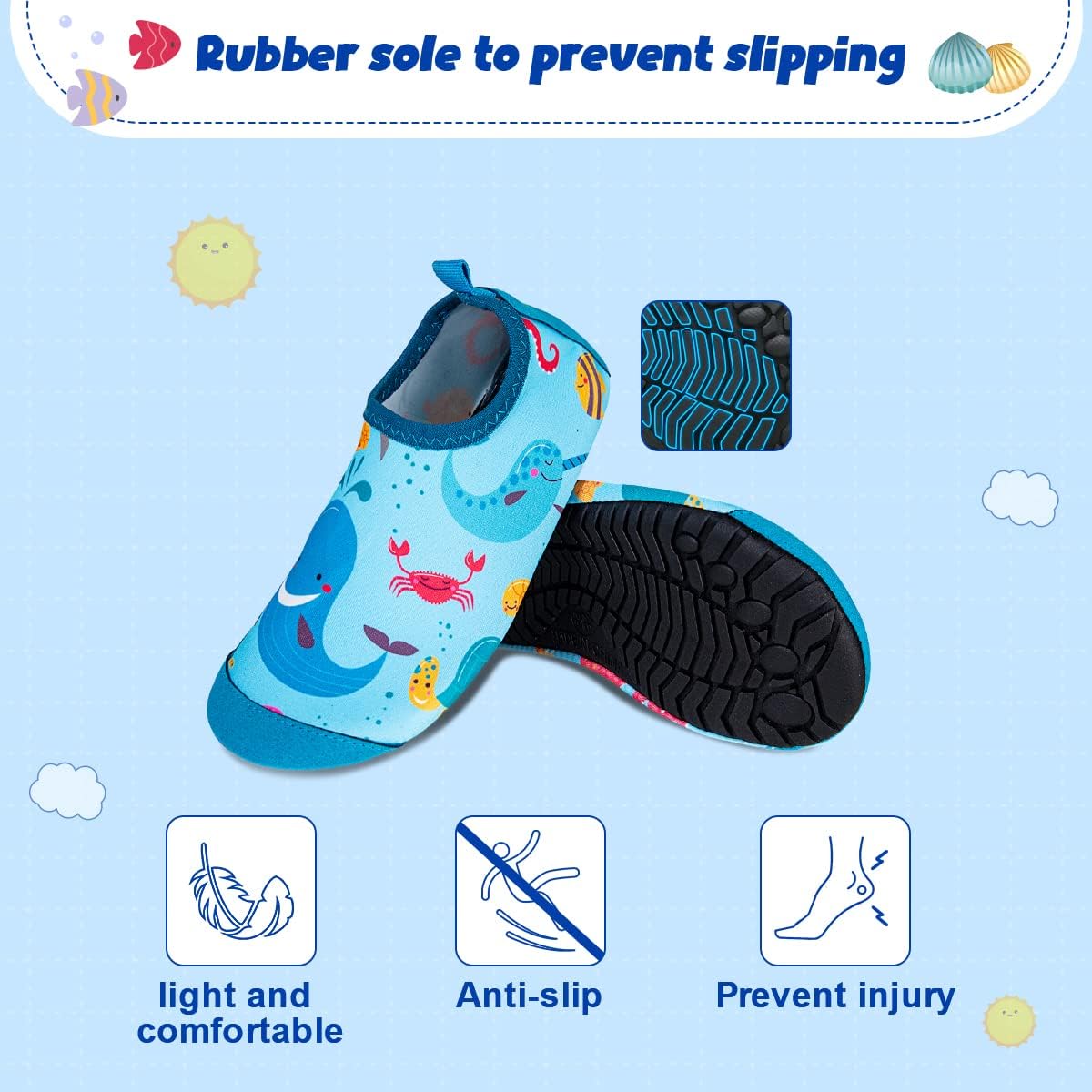 Thumbnail 4 de WateLves Kinder Badeschuhe Blauwal – rutschfeste Wasserschuhe für Kleinkinder