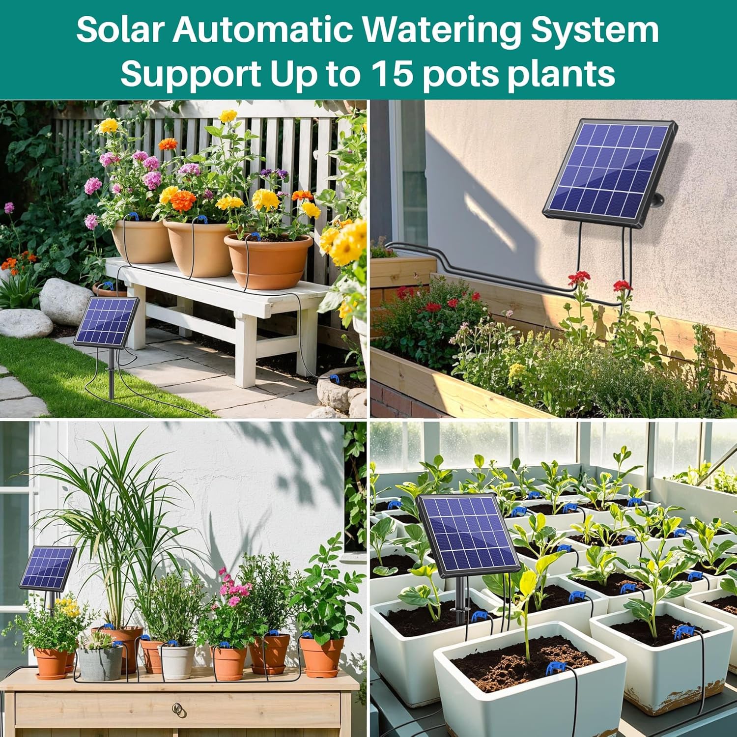 Thumbnail 6 de Biling Solar Bewässerungssystem 15 m mit Timer – automatische Tropfbewässerung für 12–20 Töpfe
