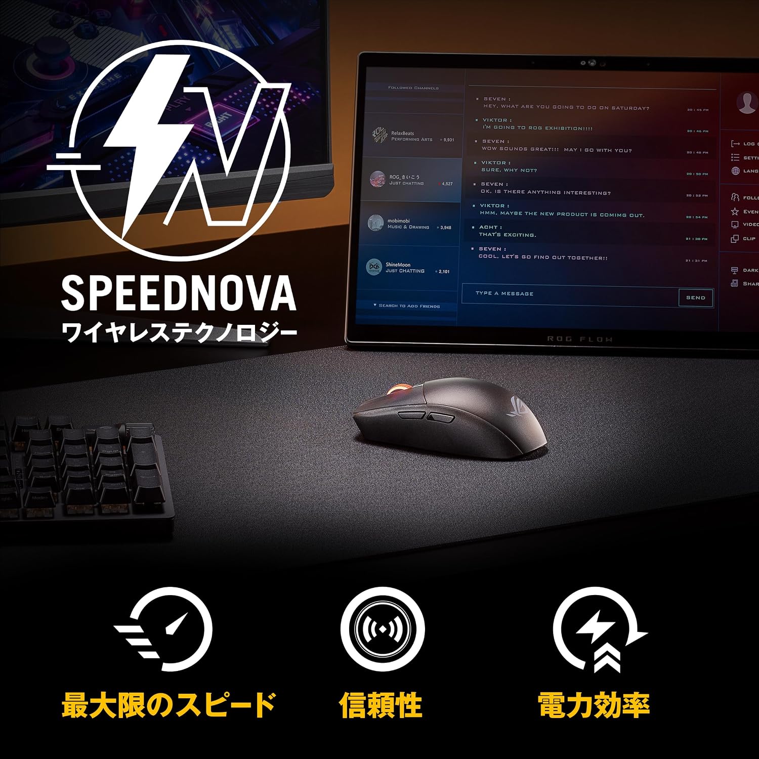 Detalle 1 de ASUS ROG Strix Impact III Wireless ゲーミングマウス 57g・36,000dpi・デュアルワイヤレス