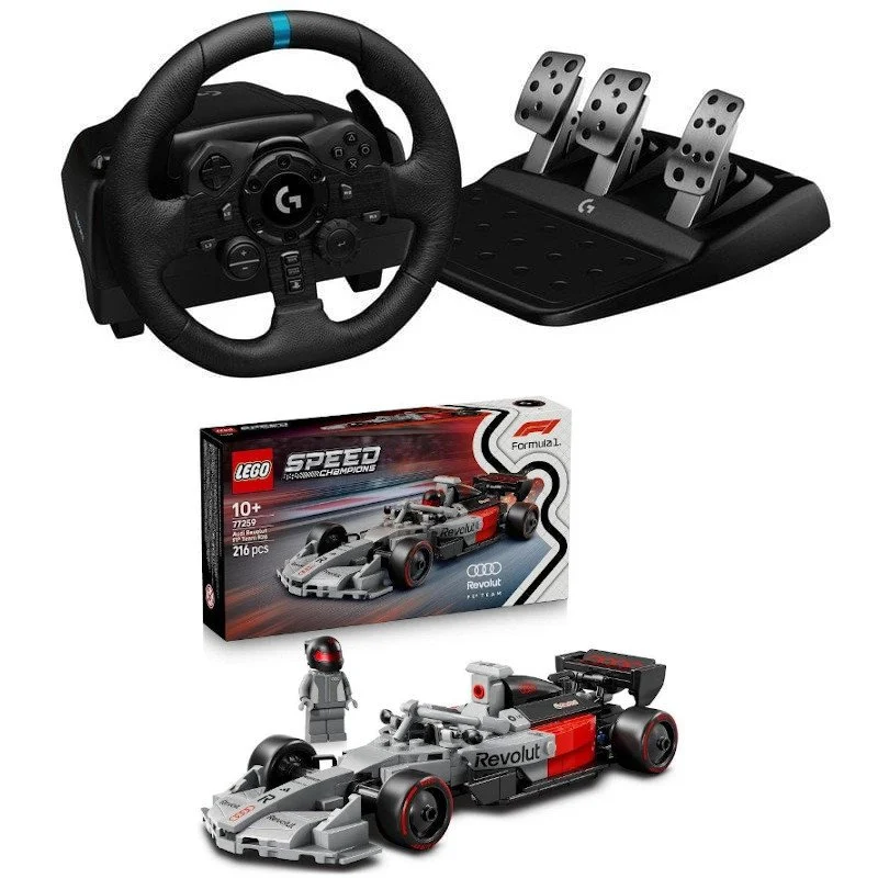 Detalle de Logitech G923 Volante y Pedales para PS4/PS5/PC + LEGO Speed Champions Audi Revolut F1 Team R26