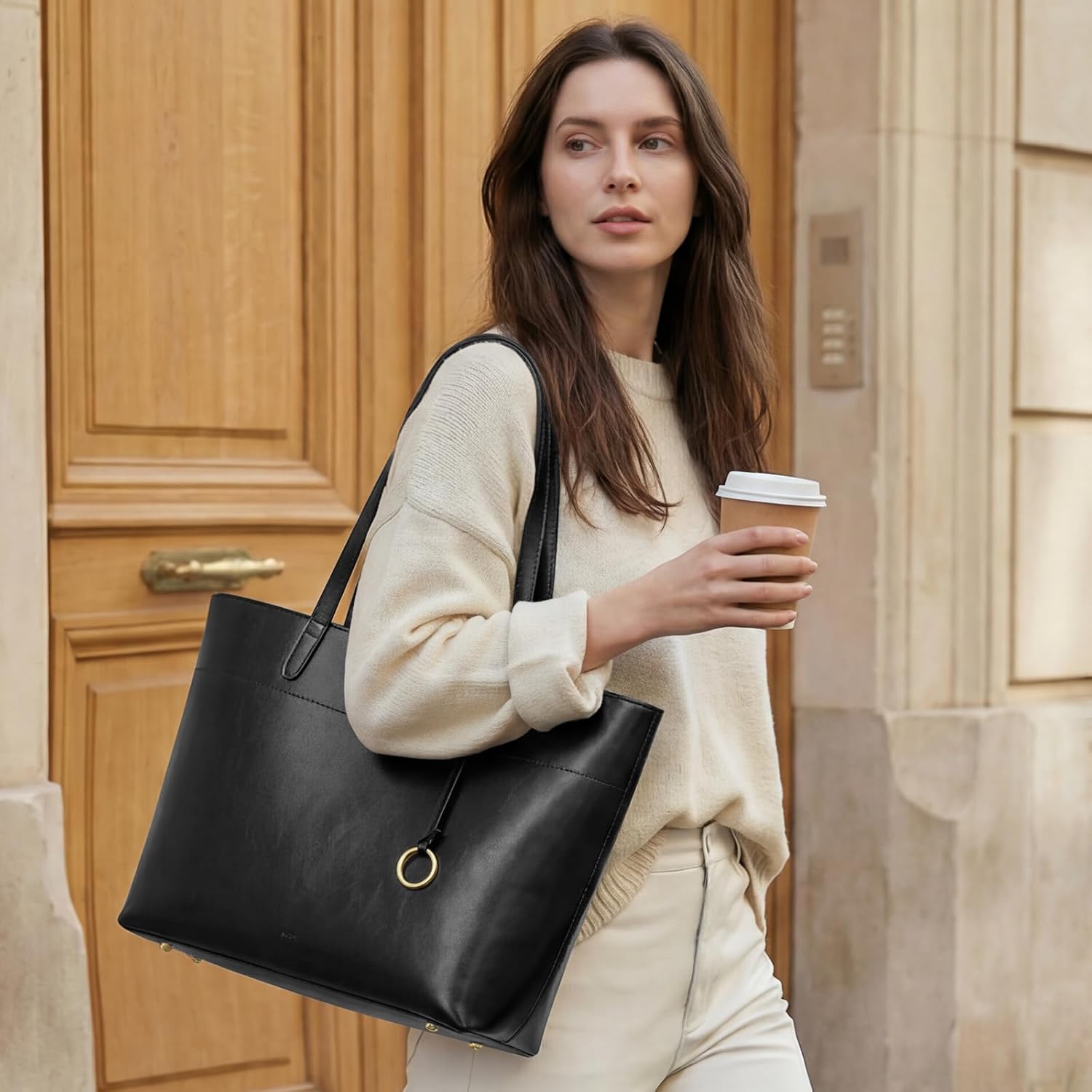 Thumbnail 1 de Kattee Borsa tote vintage in vera pelle da donna: grande, versatile e adatta al lavoro e ai viaggi