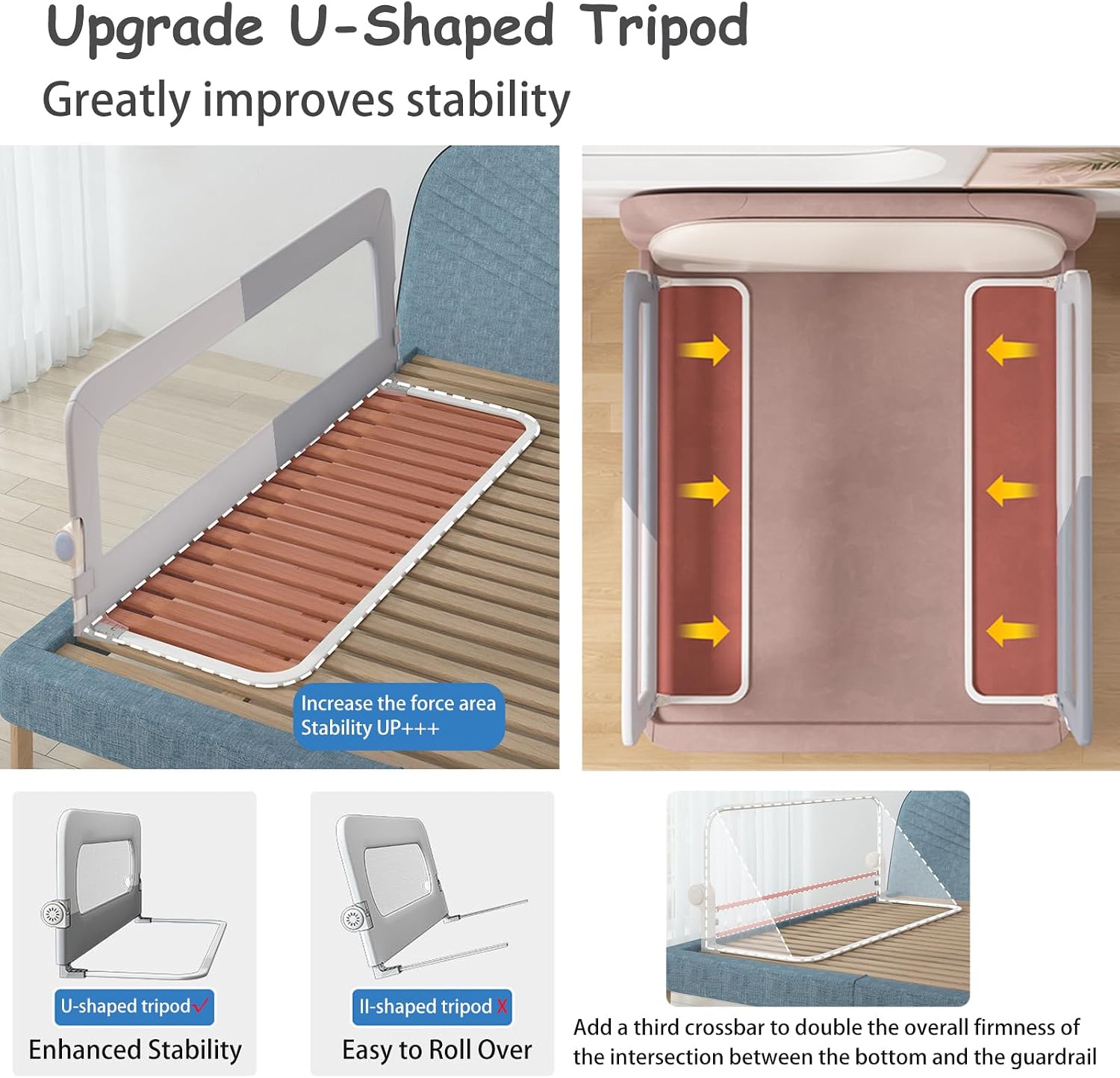 Thumbnail 6 de EAQ BEDRAIL Foldable Toddler Bed Rail, Adjustable Height, Grey Alloy Steel