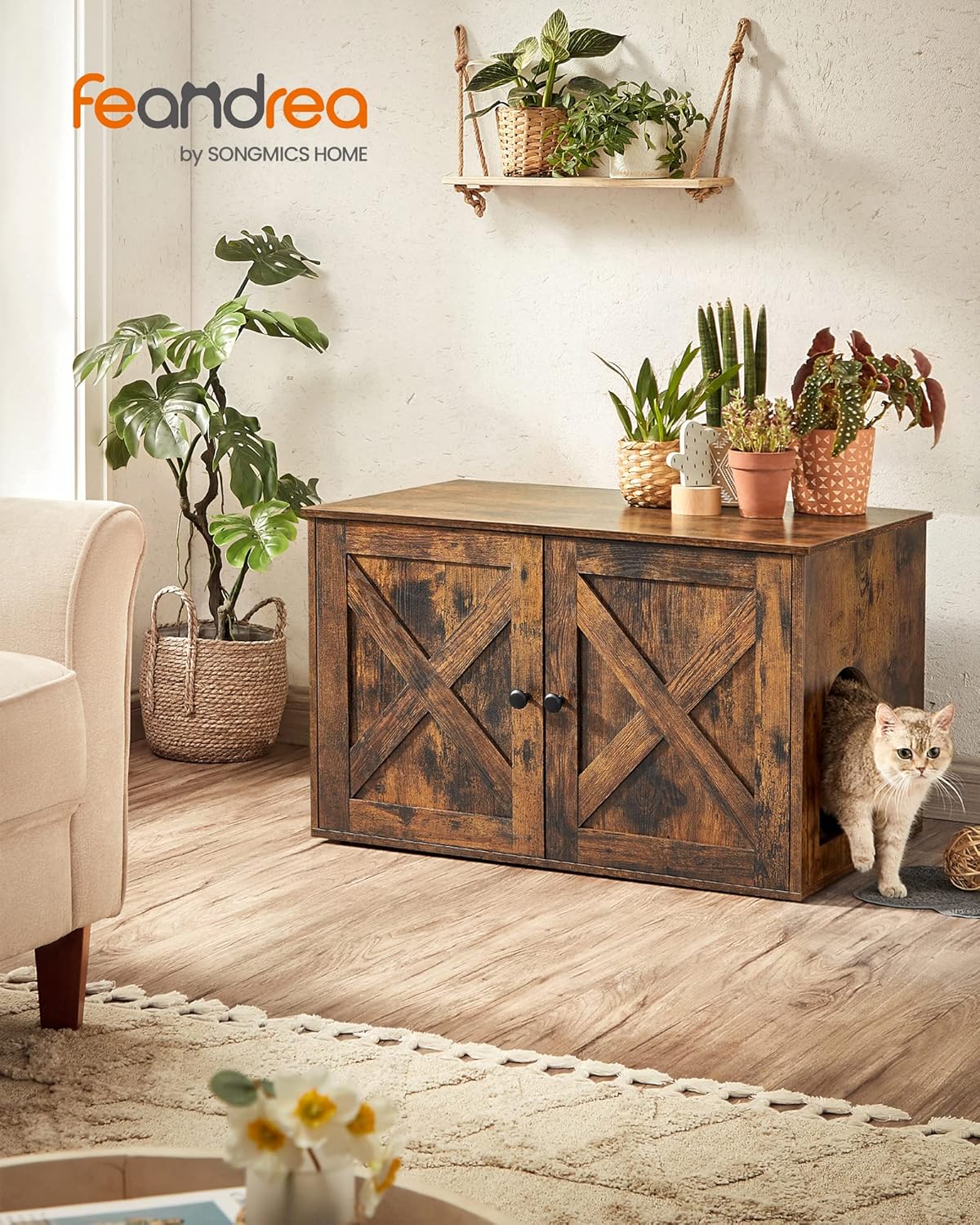 Detalle 2 de Feandrea PCL002X01 Maison de toilettes chat 80x53x50 cm