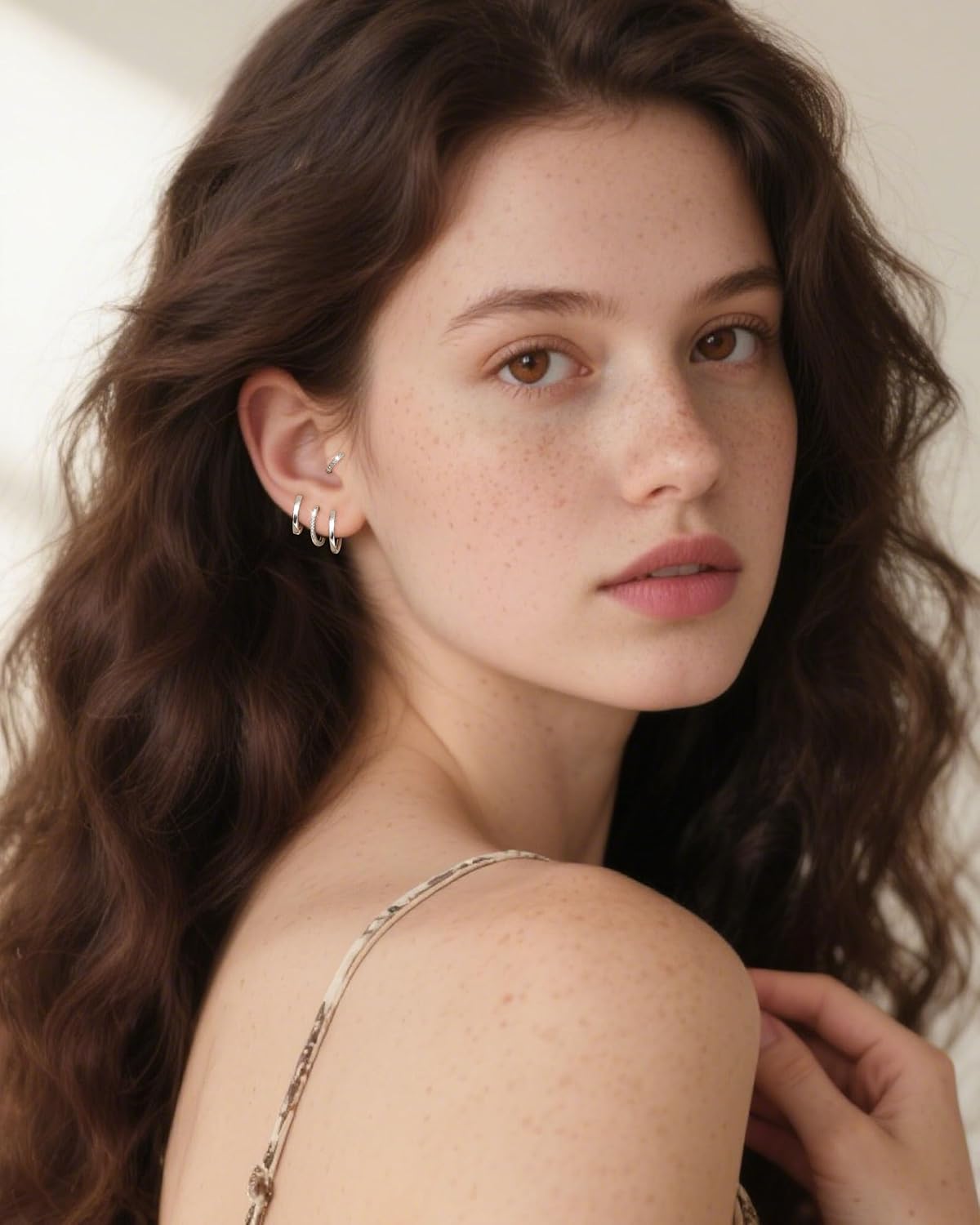 Detalle de BVLAGIDA 4 paires de créoles en argent 925 (argent/or) — hypoallergéniques pour plusieurs piercings