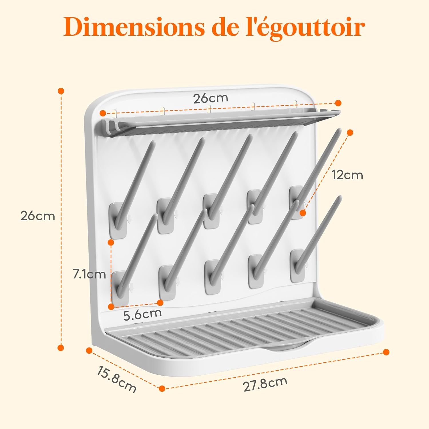Thumbnail 3 de Lifewit Grand égouttoir à biberons : rangement vertical et 10 crochets pour tout le matériel de maternité