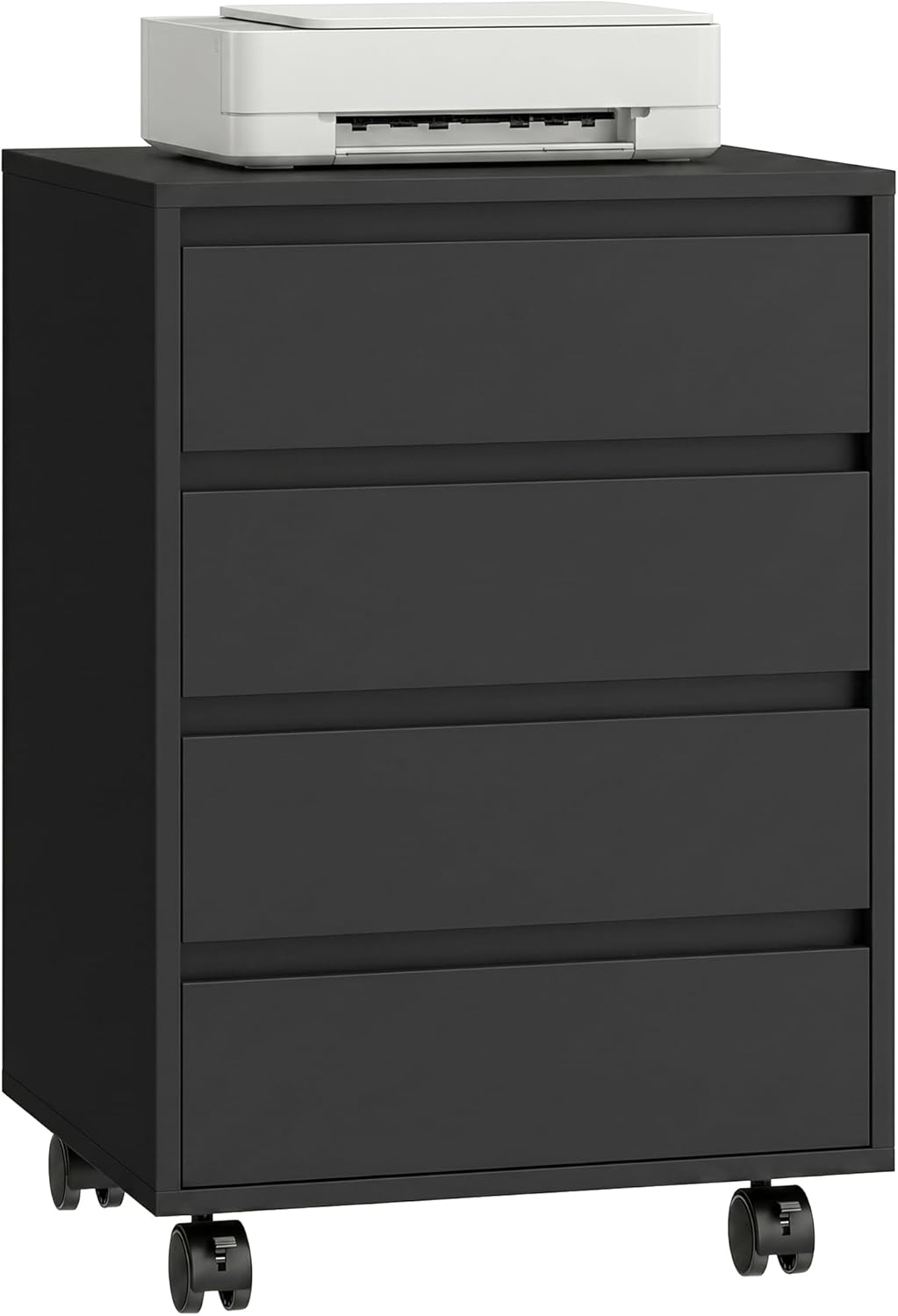 Detalle de Caisson de bureau HOMCOM – rangement sur roulettes, 4 tiroirs coulissants en bois, noir