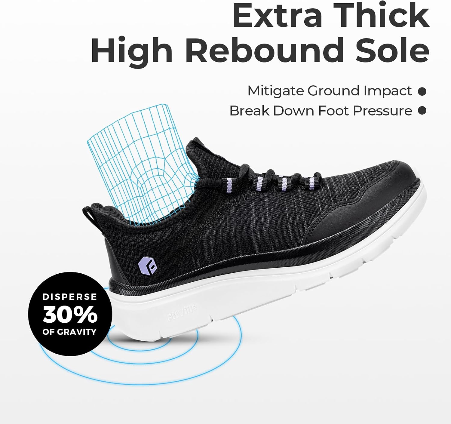Detalle de FitVille Slip On Sneaker Damen – Breite Zehenbox, atmungsaktiv und ultraleicht