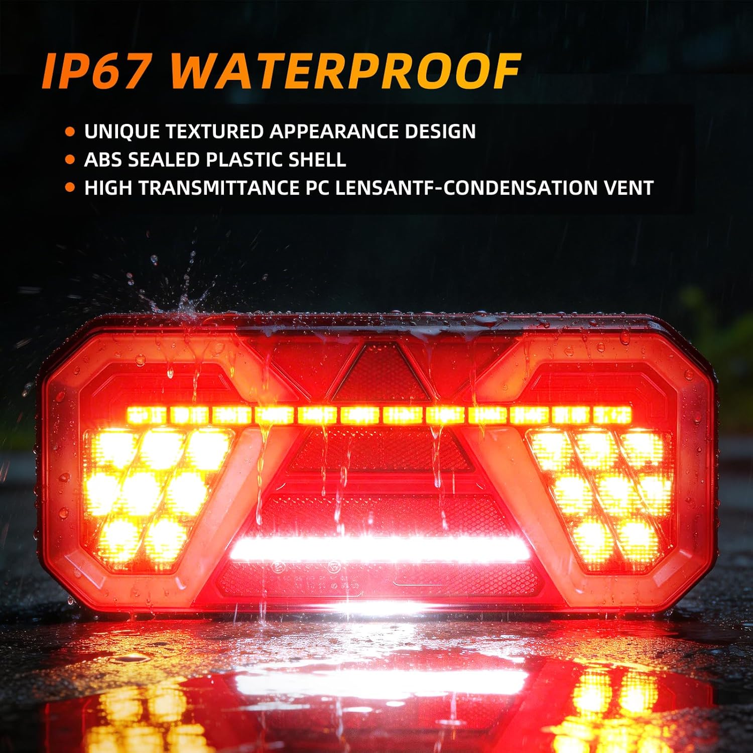 Thumbnail 5 de Yuanjoy 2‑pcs LED trailer rear light set (12V/24V) – IP67 waterproof with indicators, reverse and rear fog