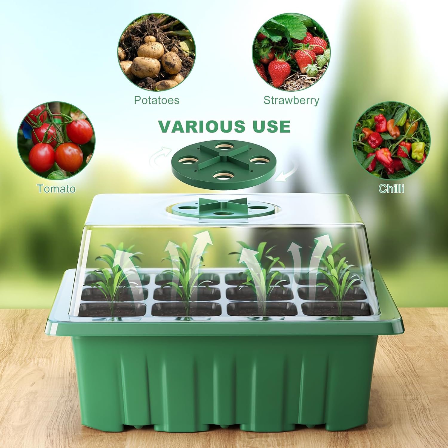 Thumbnail 3 de Priksia Seed Trays 10 Pack (120 Cells) Propagator with Clear Lids and Adjustable Window