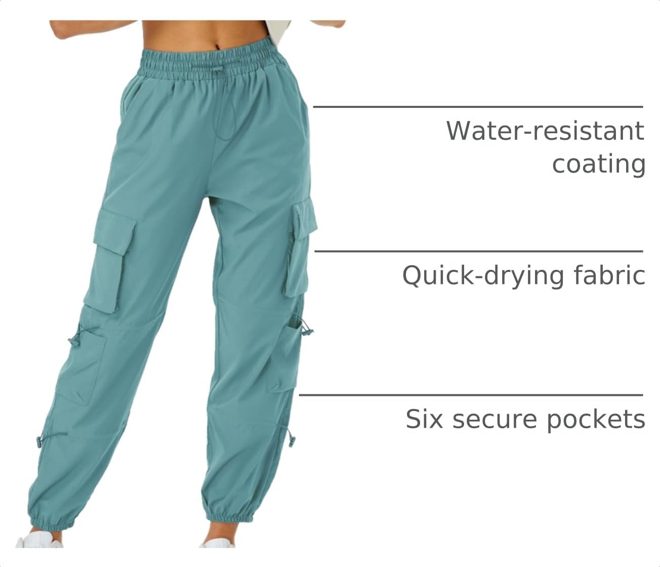 Detalle 2 de COPYLEAF Women's Parachute Cargo Hiking Pants, Quick-Dry, Water-Resistant, 6 Pockets