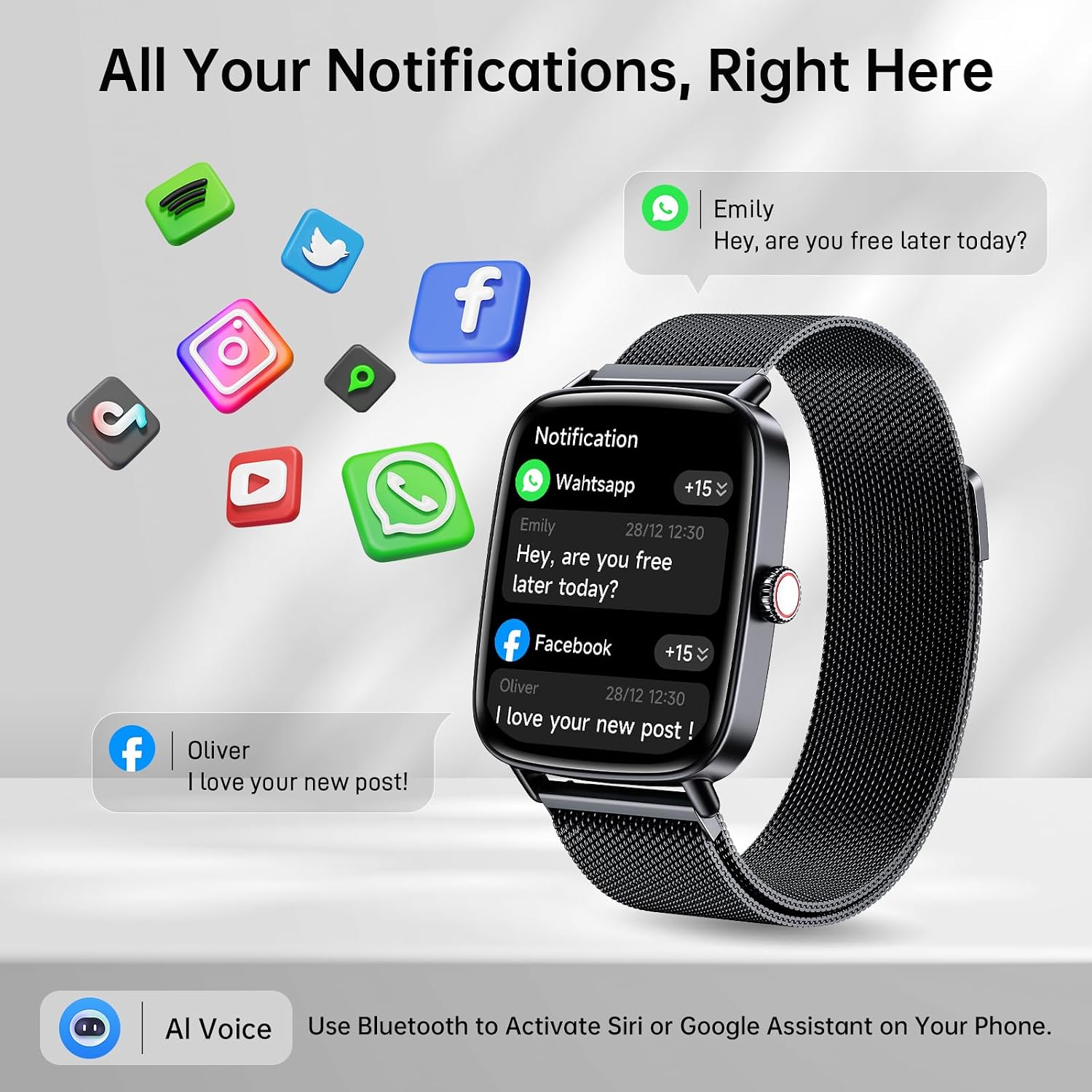 Thumbnail 1 de Smart Watch for Men (Answer/Make Calls) – 1.85" HD Screen, 110+ Sports Modes, IP68 Waterproof