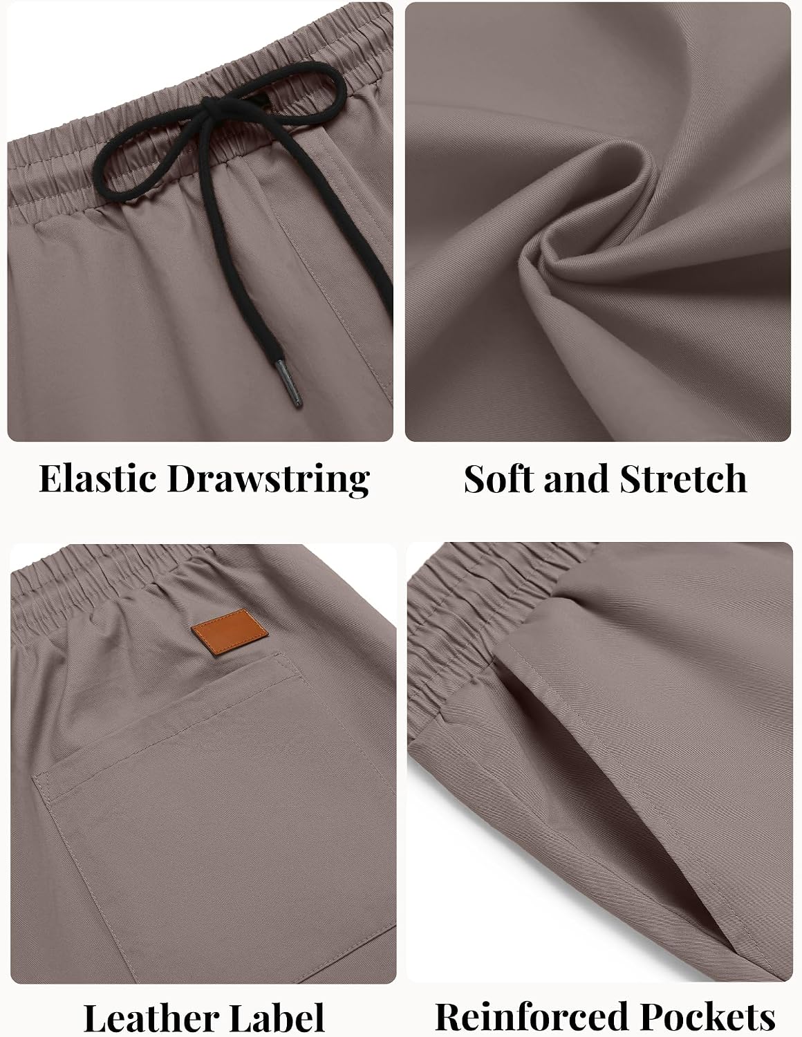 Detalle de COOFANDY Men's Casual Cotton Shorts with Elastic Drawstring Waist